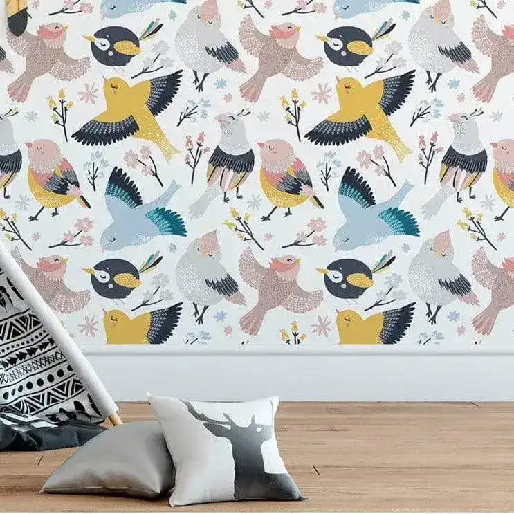 Colorful Birds Kids Print Removable Wallpaper - Image 3
