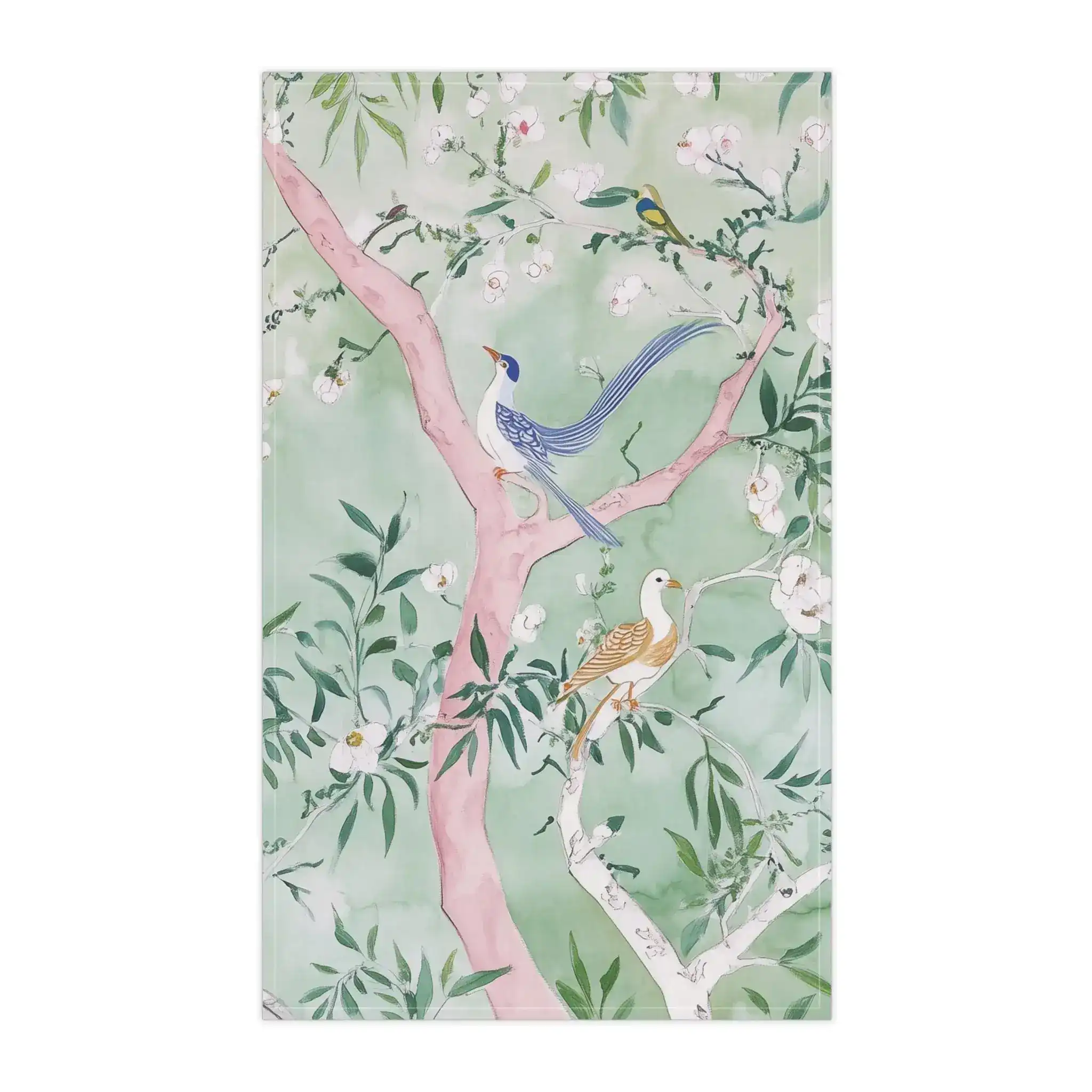 Colorful Birds on Floral Branches Kitchen Towel