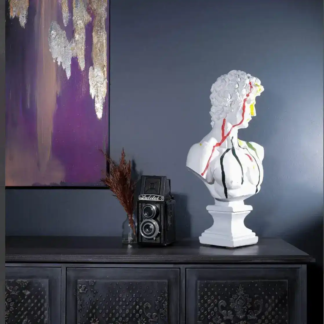 Colorful Dripping Michelangelo David Bust Sculpture - Image 5