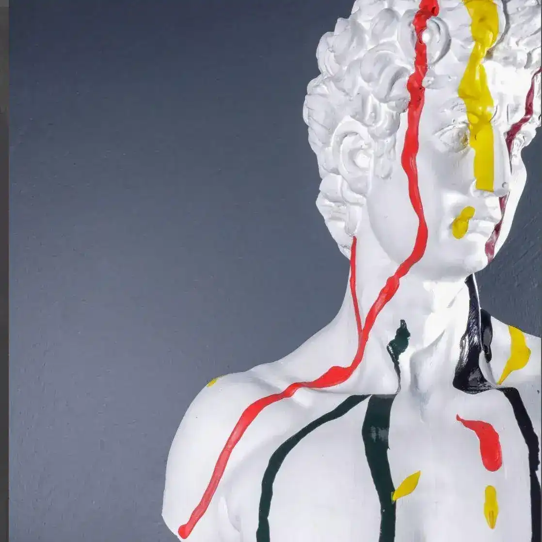 Colorful Dripping Michelangelo David Bust Sculpture - Image 8