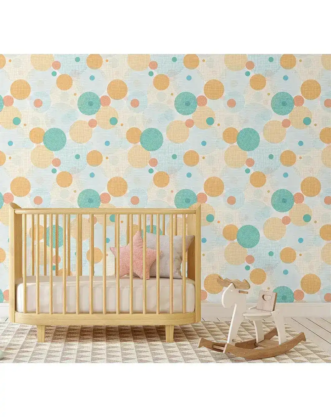 Colorful Fabric Print Circles Removable Wallpaper - Image 2