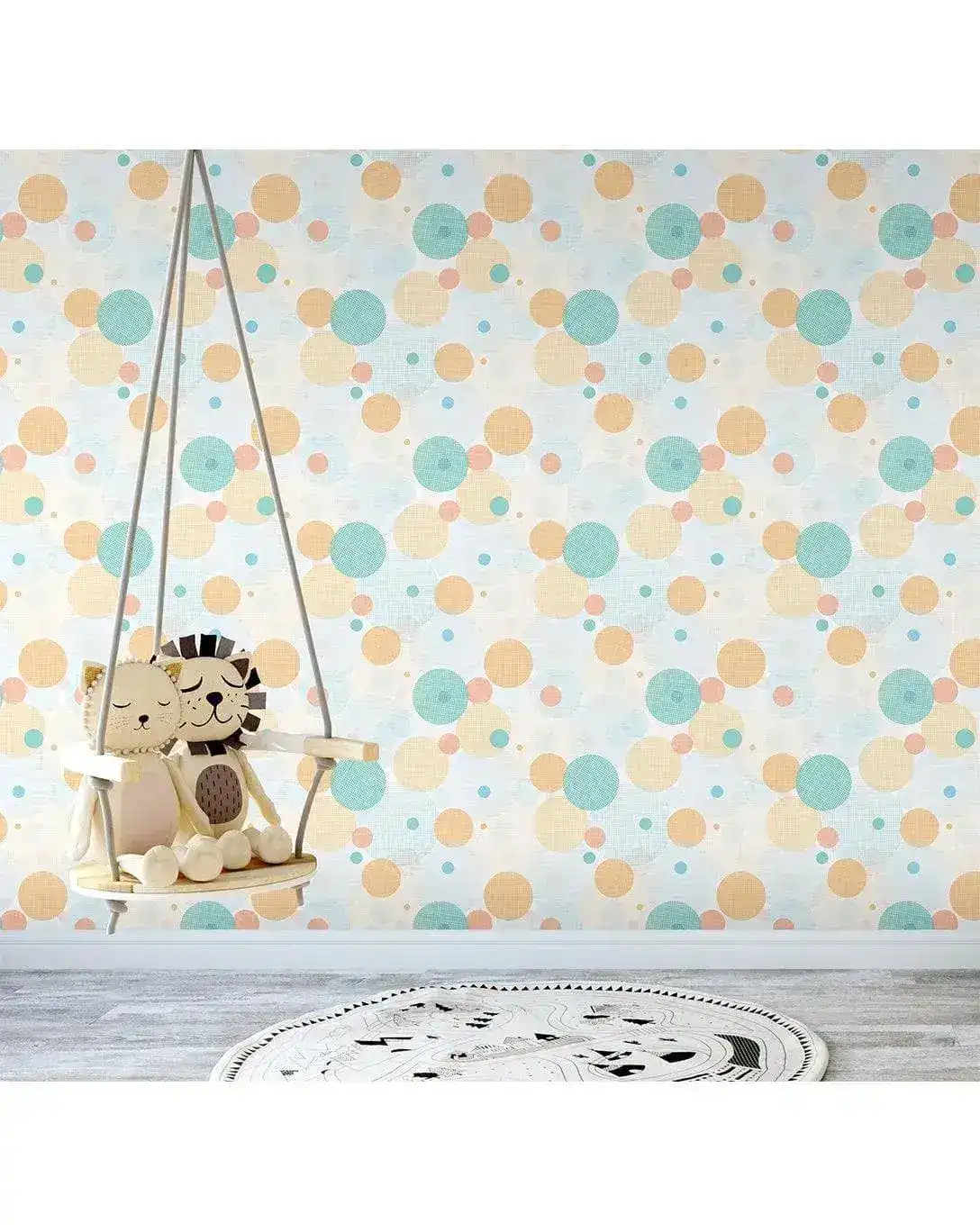 Colorful Fabric Print Circles Removable Wallpaper - Image 5