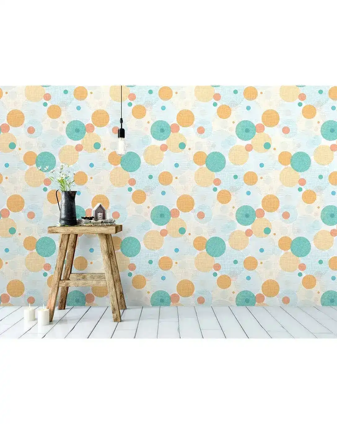 Colorful Fabric Print Circles Removable Wallpaper - Image 7