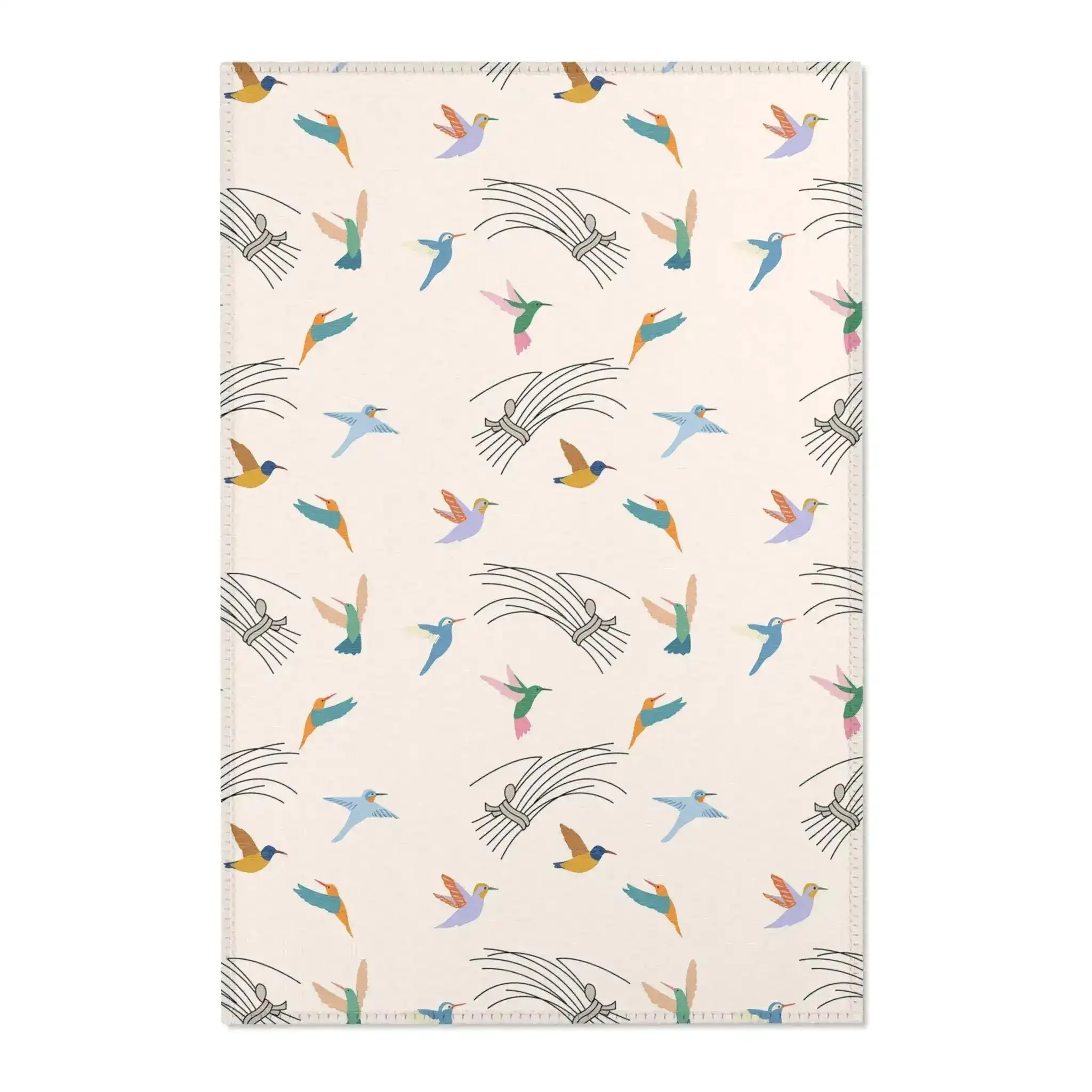 Colorful Hummingbirds on Cream Accent Rug - Image 2