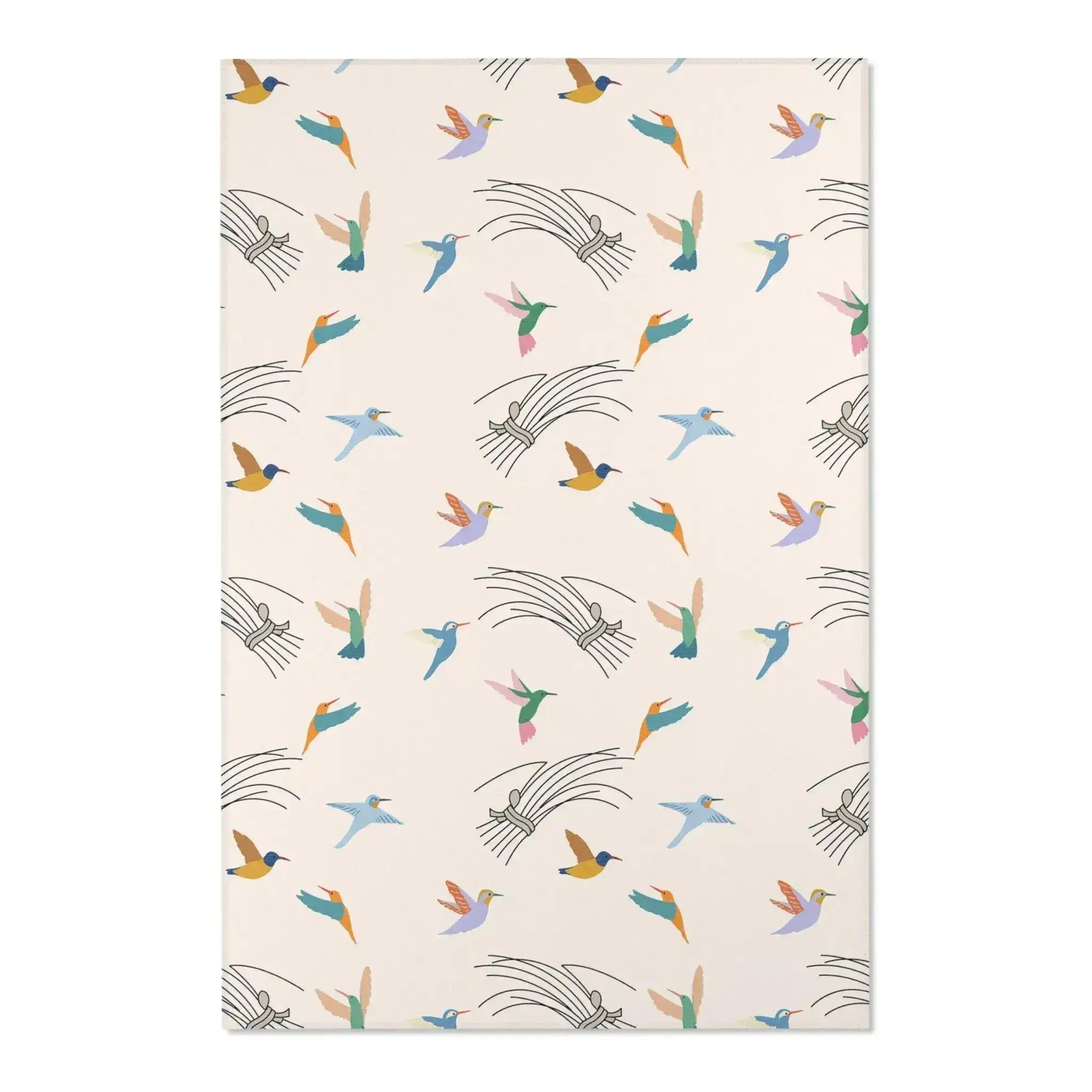 Colorful Hummingbirds on Cream Accent Rug - Image 3