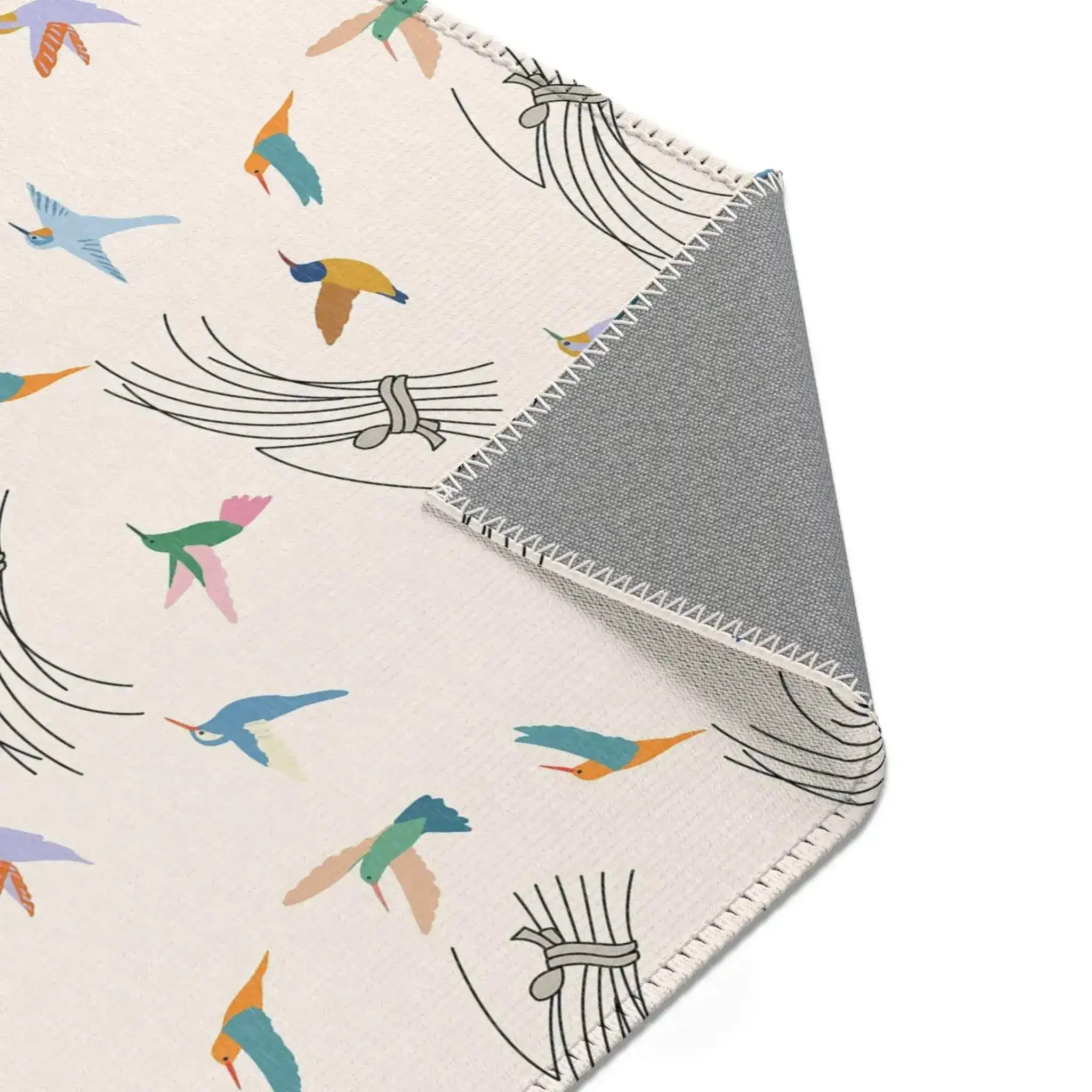 Colorful Hummingbirds on Cream Accent Rug - Image 6