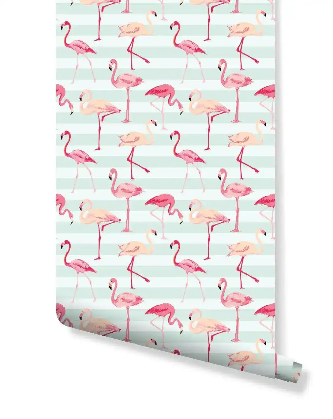 Colorful Tropical Pink Flamingos Removable Wallpaper