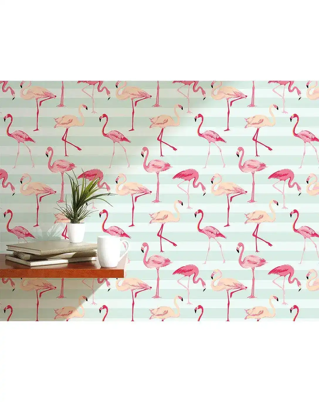 Colorful Tropical Pink Flamingos Removable Wallpaper - Image 2