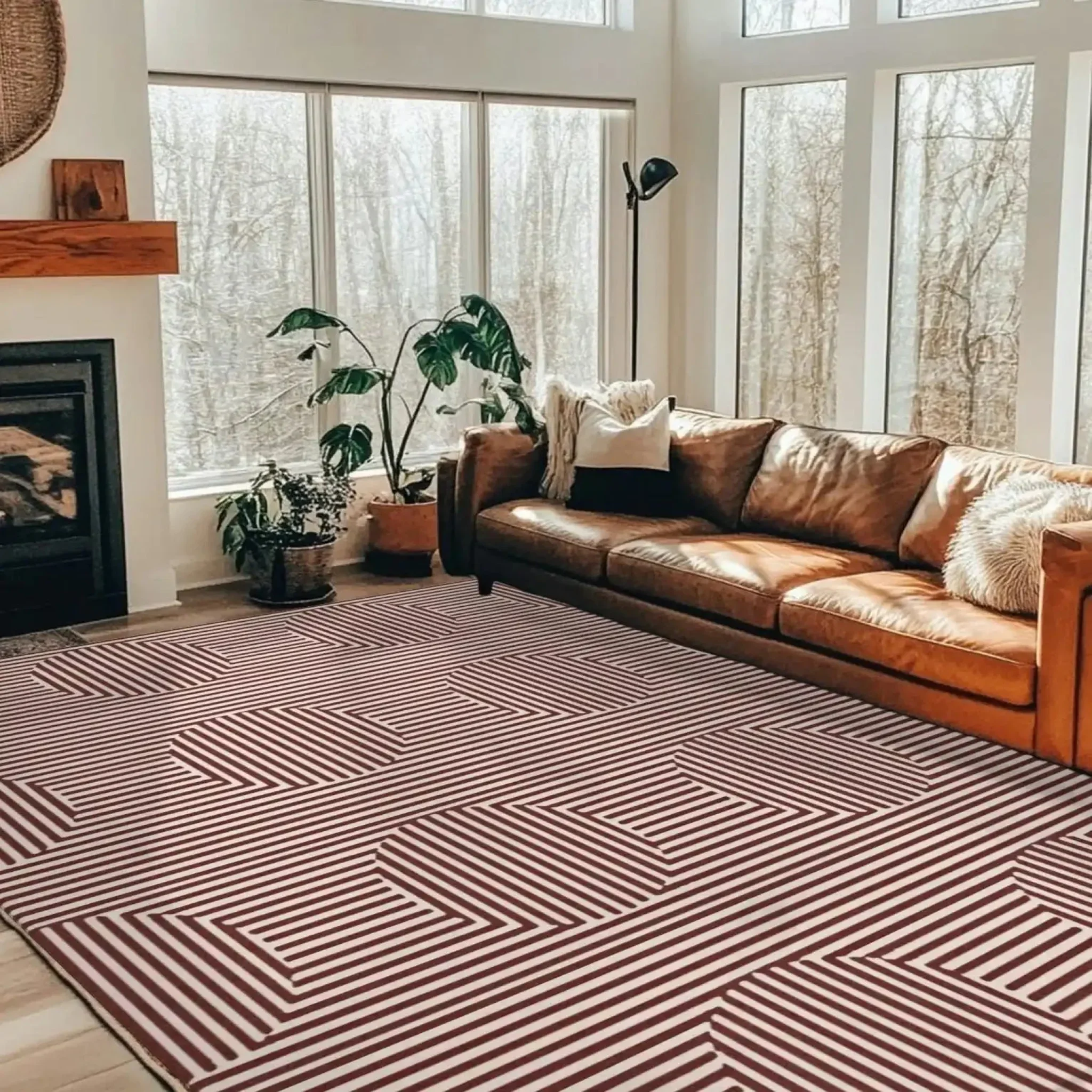 Contemporary Eclipse Illusion Hand Tufted Wool Rug - Red - Image 4