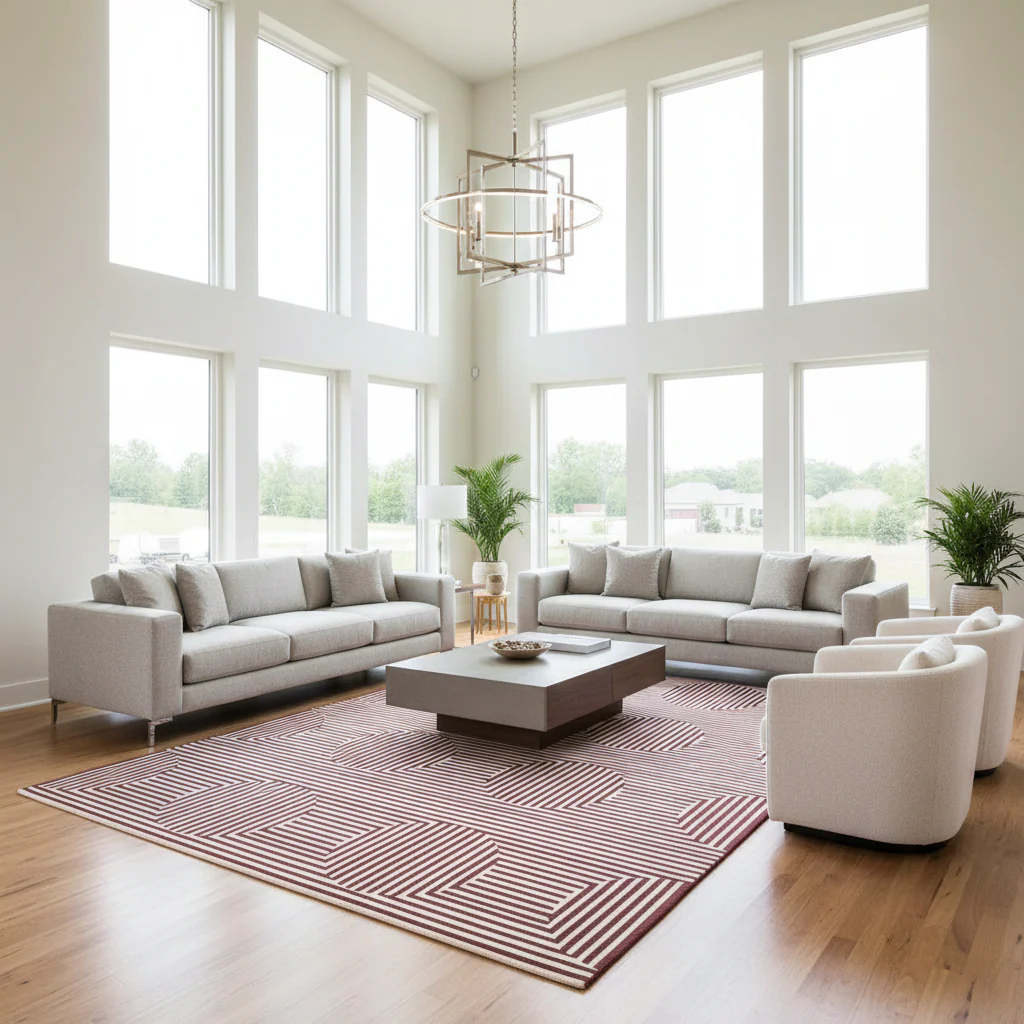 Contemporary Eclipse Illusion Hand Tufted Wool Rug - Red - Image 5