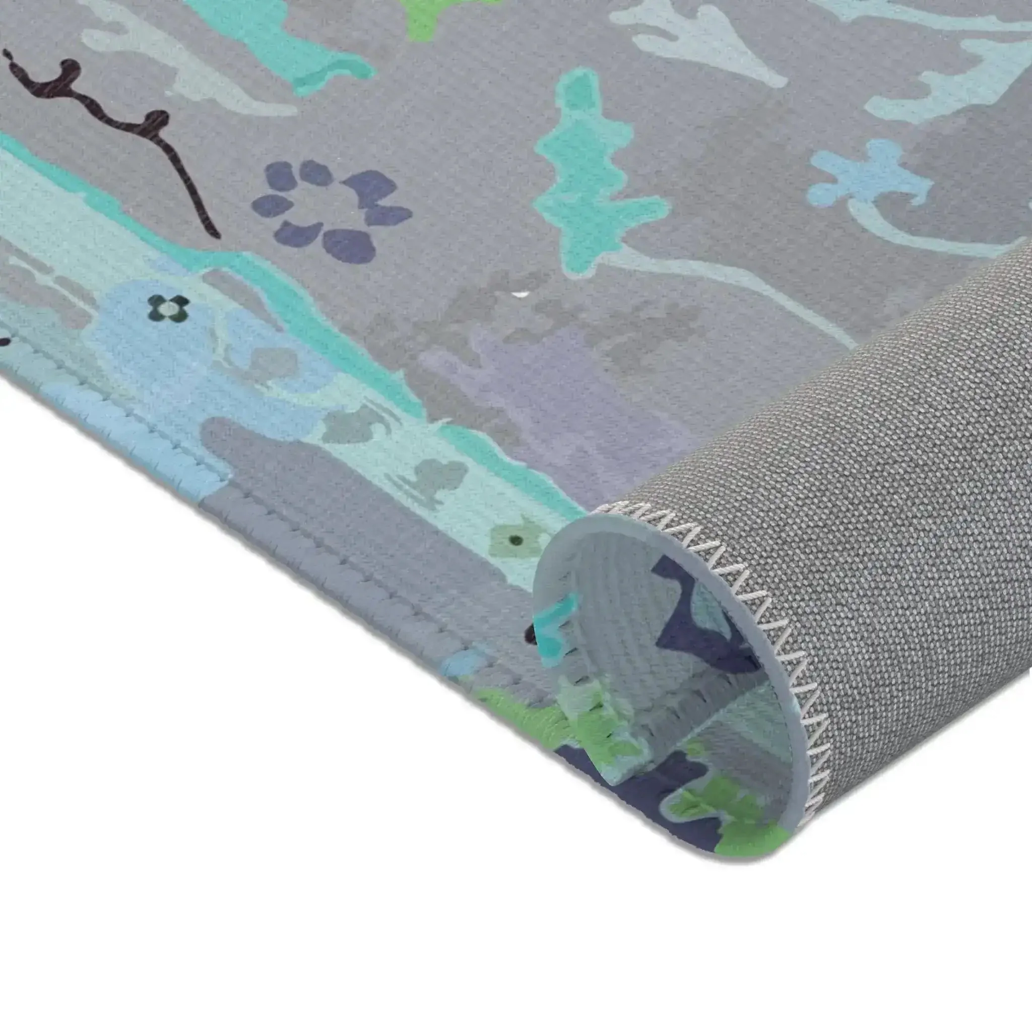 Cool Grey Abstract Tribal Accent Rug - Image 7