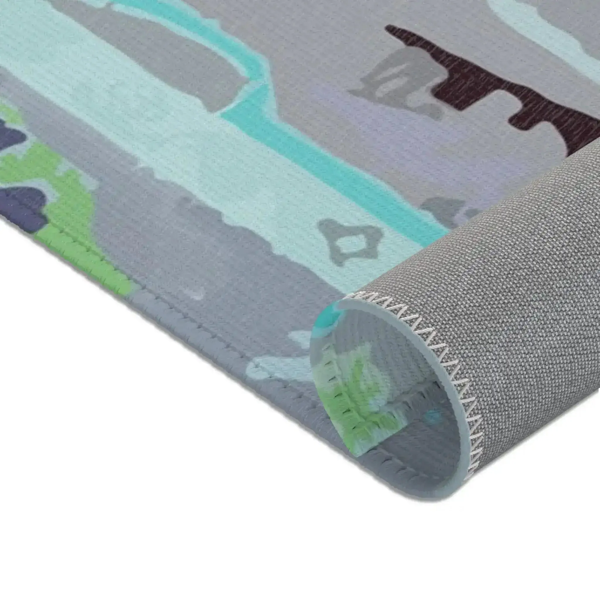 Cool Grey Abstract Tribal Accent Rug - Image 9