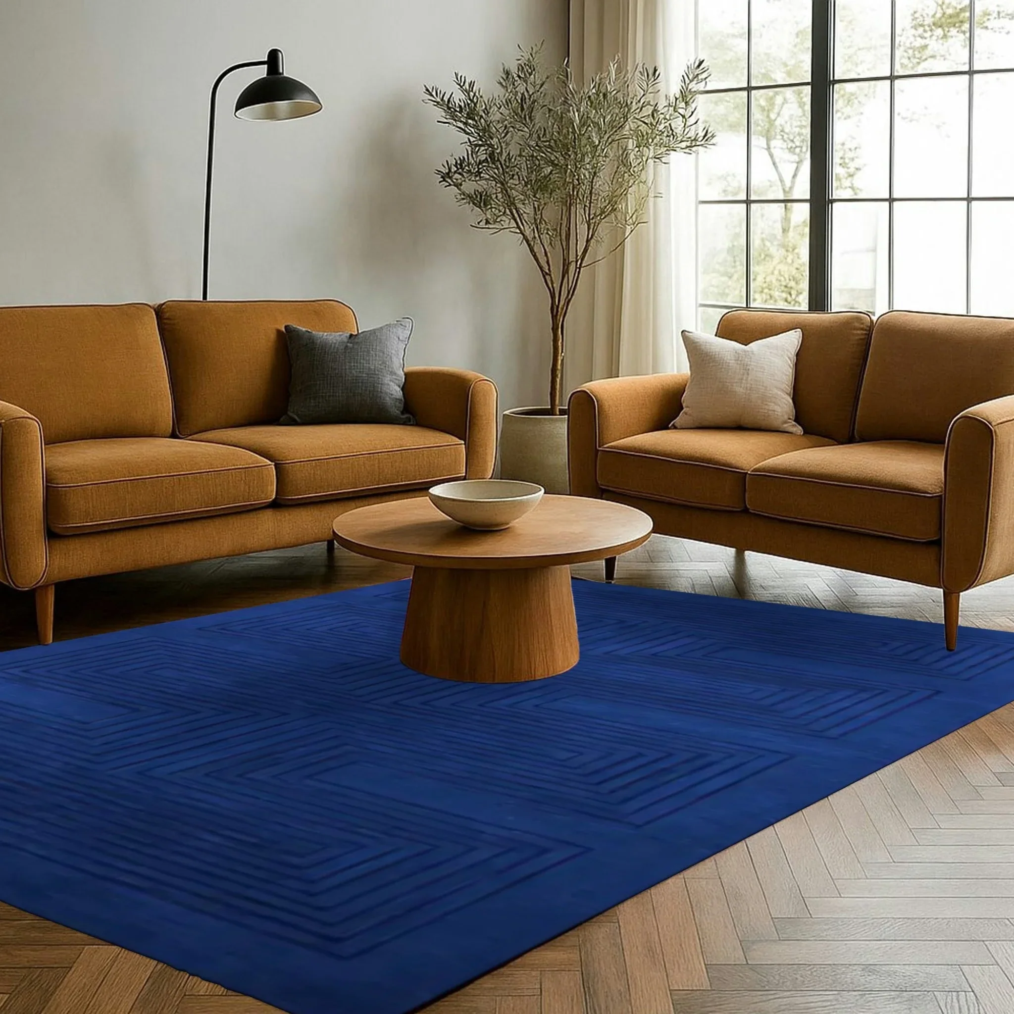 Blue Arctic Geo Modern Hand Tufted Wool Rug Runner 16 ft - Image 16
