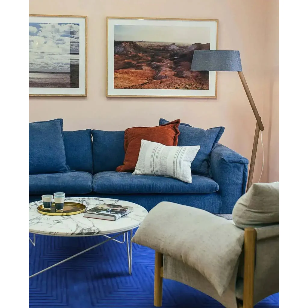 Blue Arctic Geo Modern Hand Tufted Wool Rug Runner 16 ft - Image 2