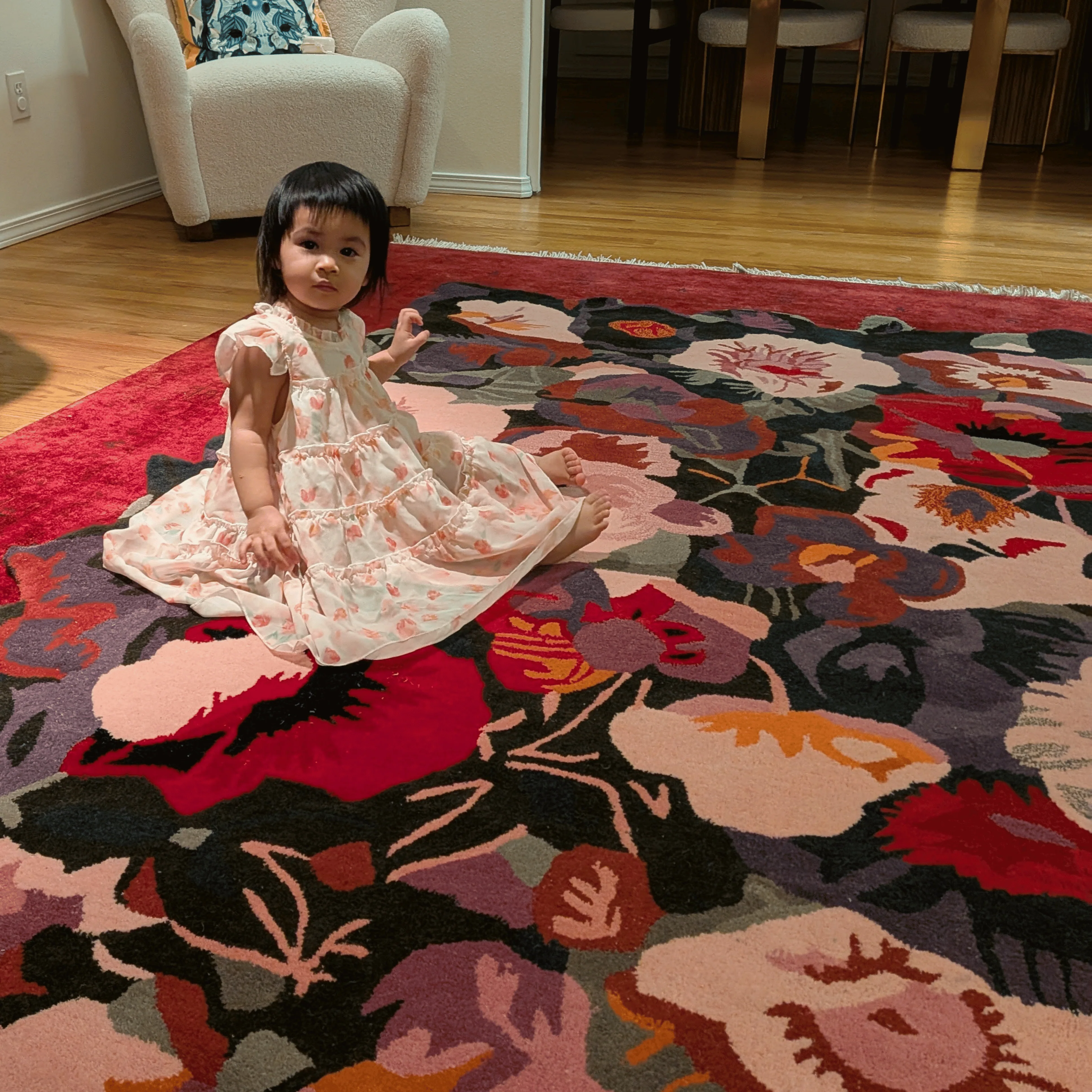 Crimson Flower Cascade Hand Tufted Rug - Image 6