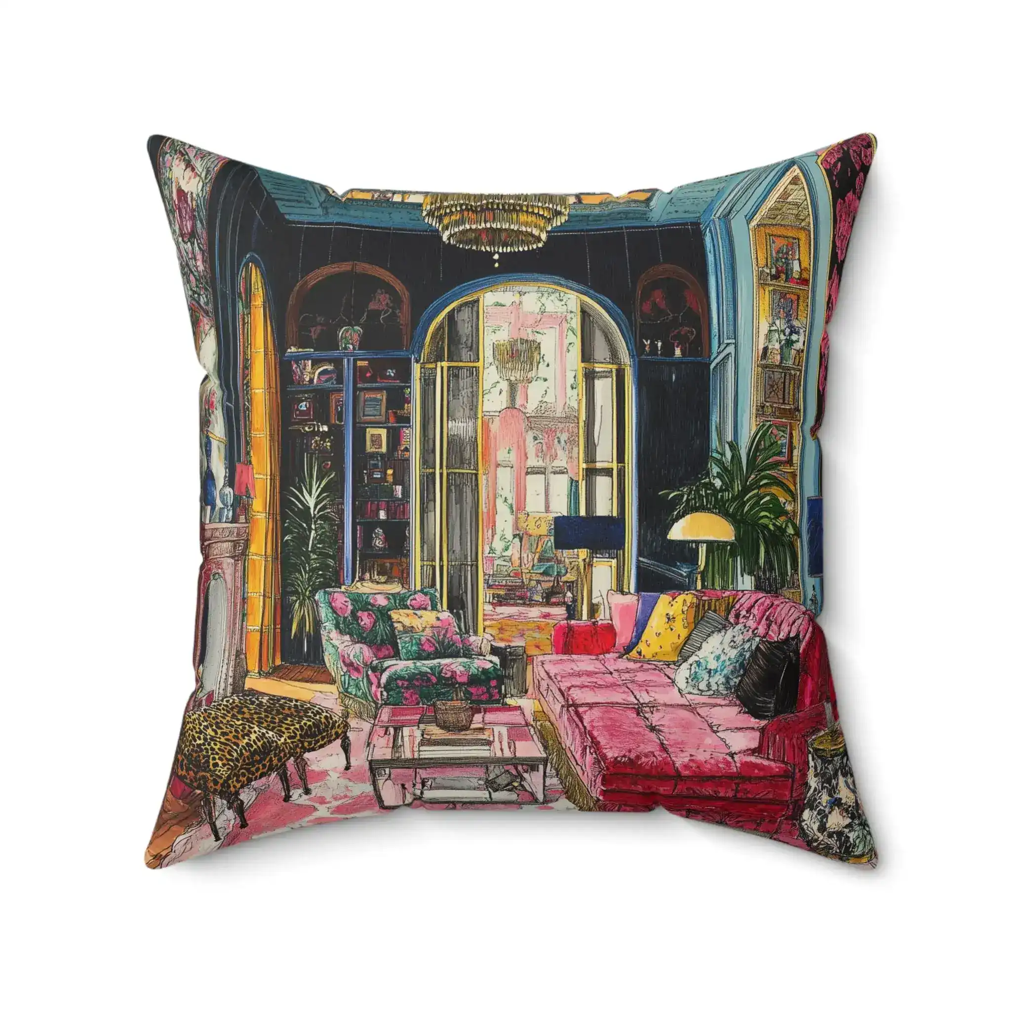 Blush Drama Abstract Throw Pillow - Image 4