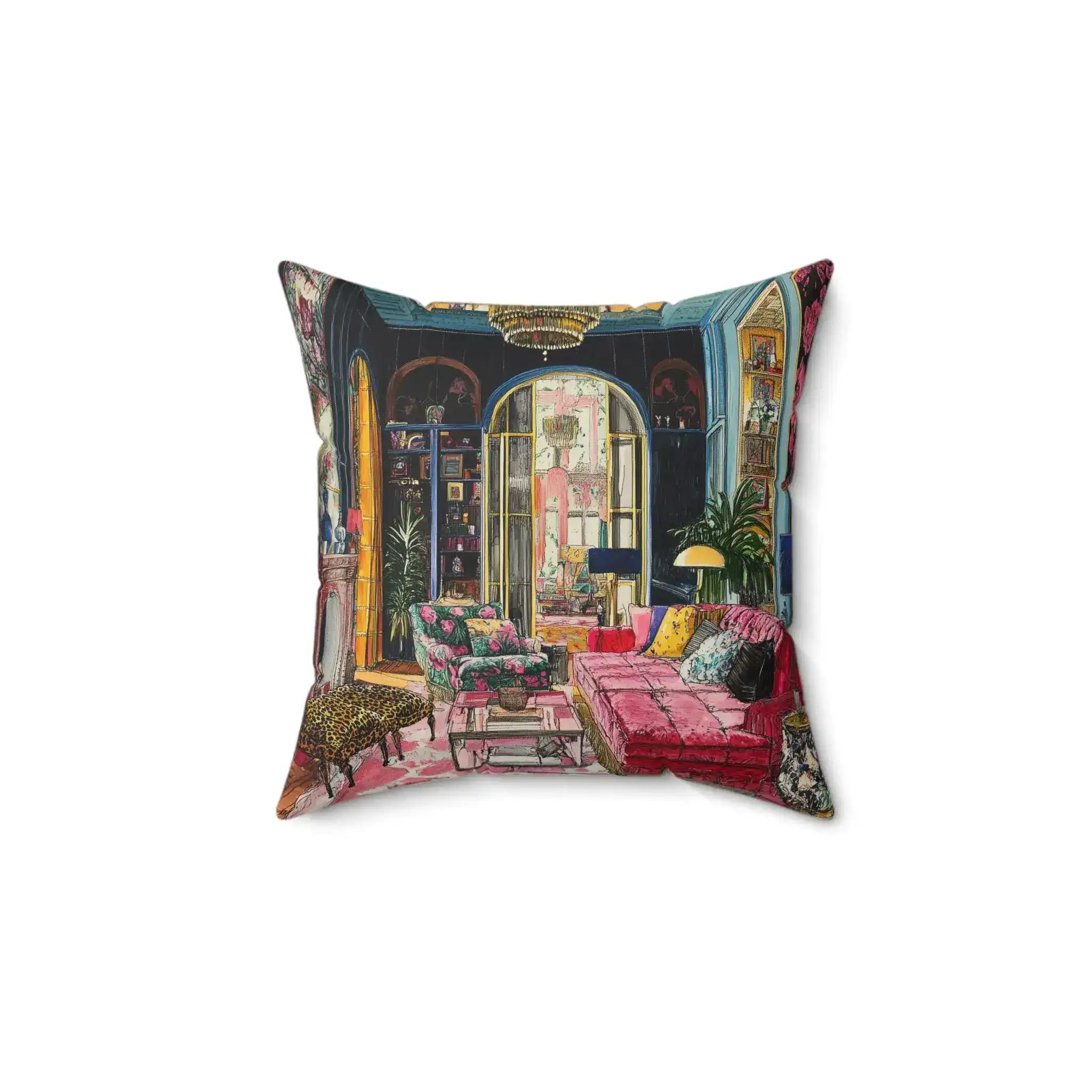 Blush Drama Abstract Throw Pillow - Image 5