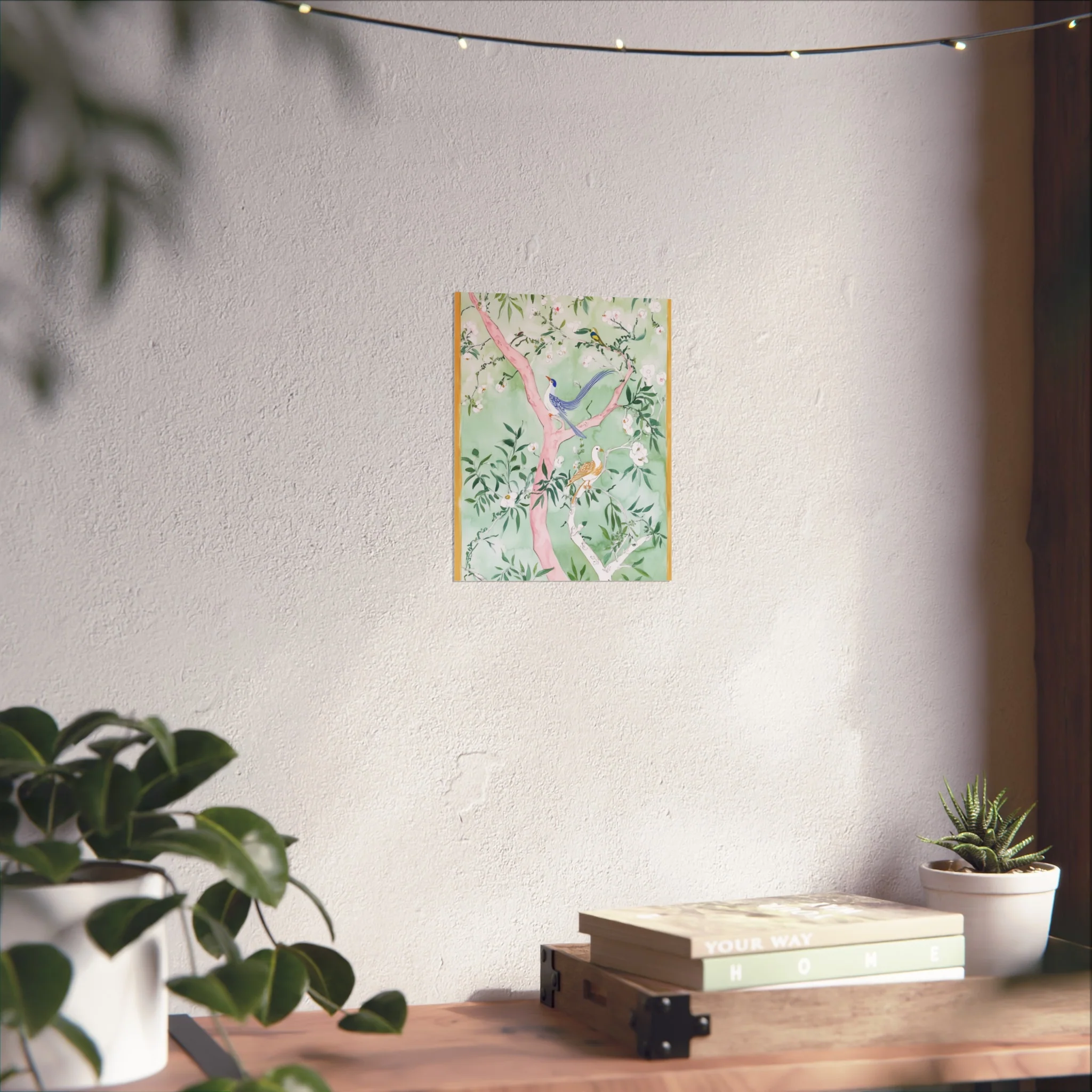 Green Chinoiserie Birds and Floral Scene Fine Art Poster - Image 18