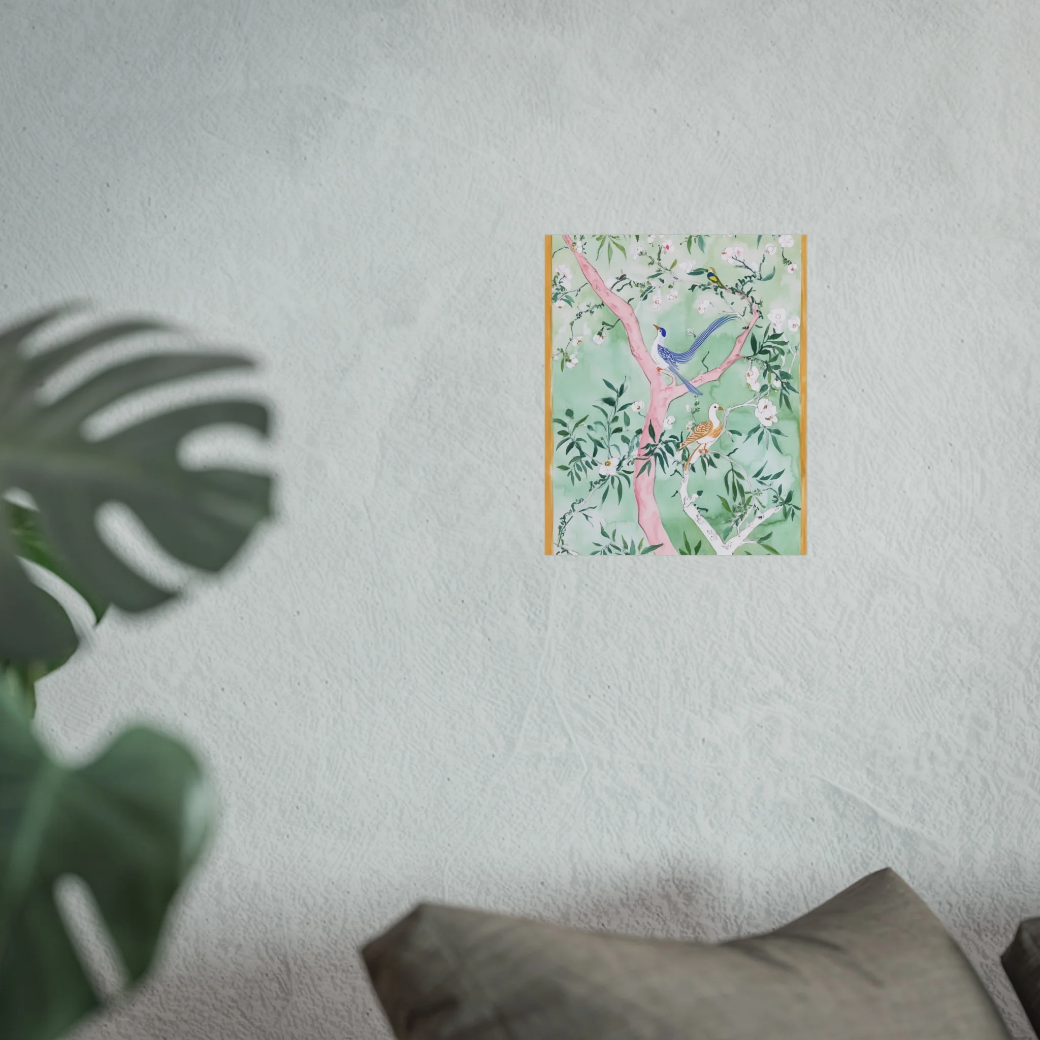 Green Chinoiserie Birds and Floral Scene Fine Art Poster - Image 21