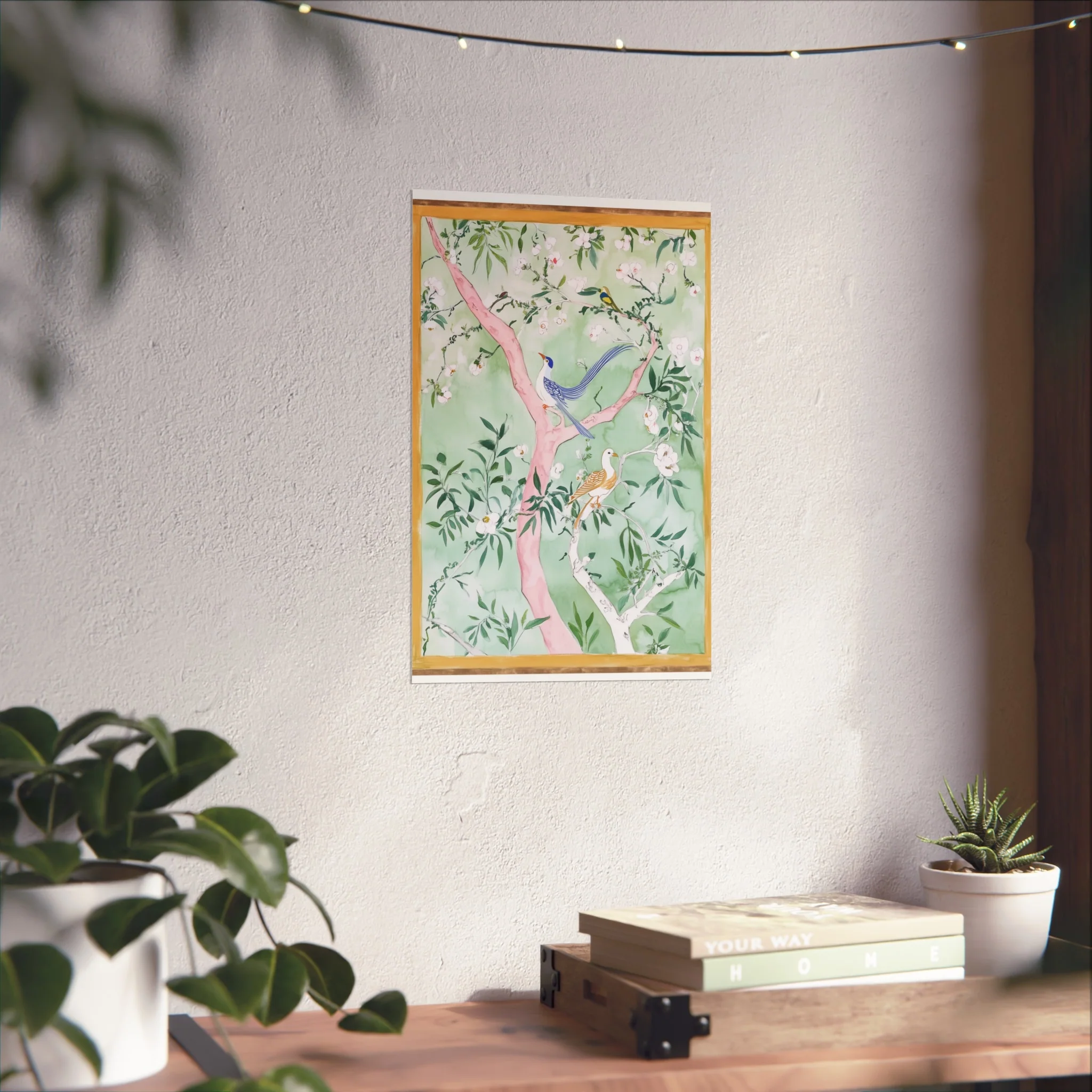Green Chinoiserie Birds and Floral Scene Fine Art Poster - Image 26
