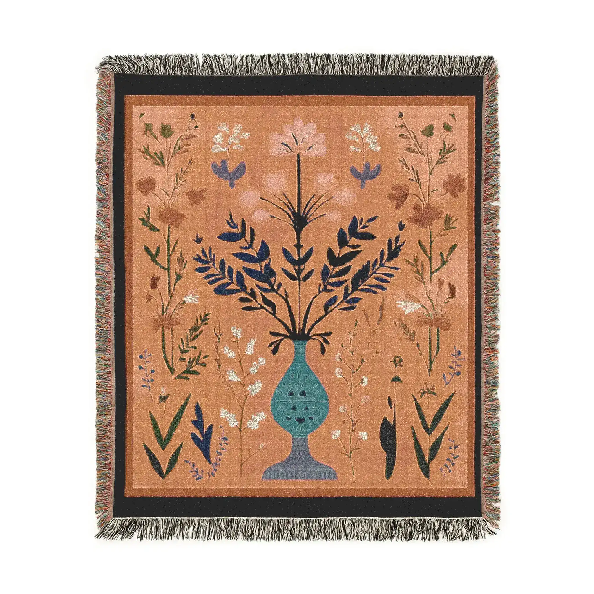 Coral Bloom Vase Woven Blanket - Image 2
