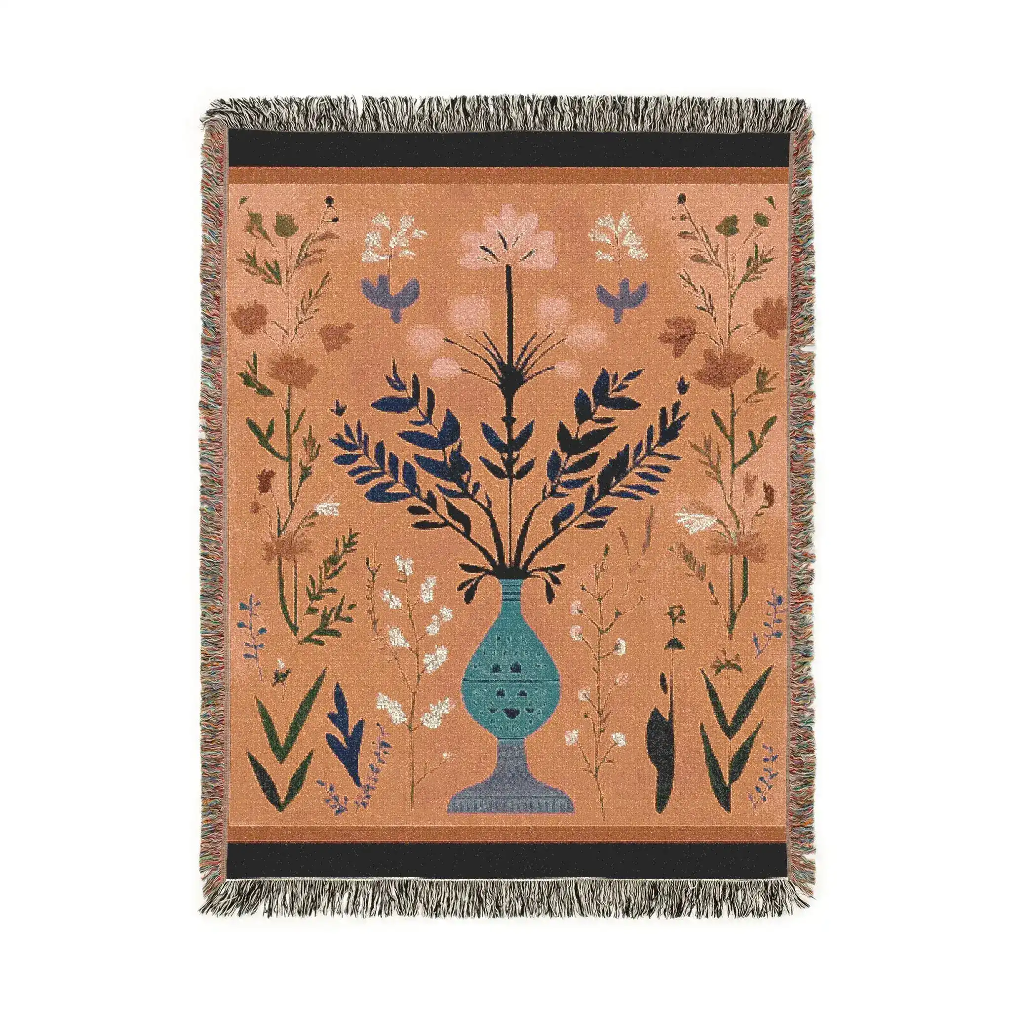Coral Bloom Vase Woven Blanket - Image 3