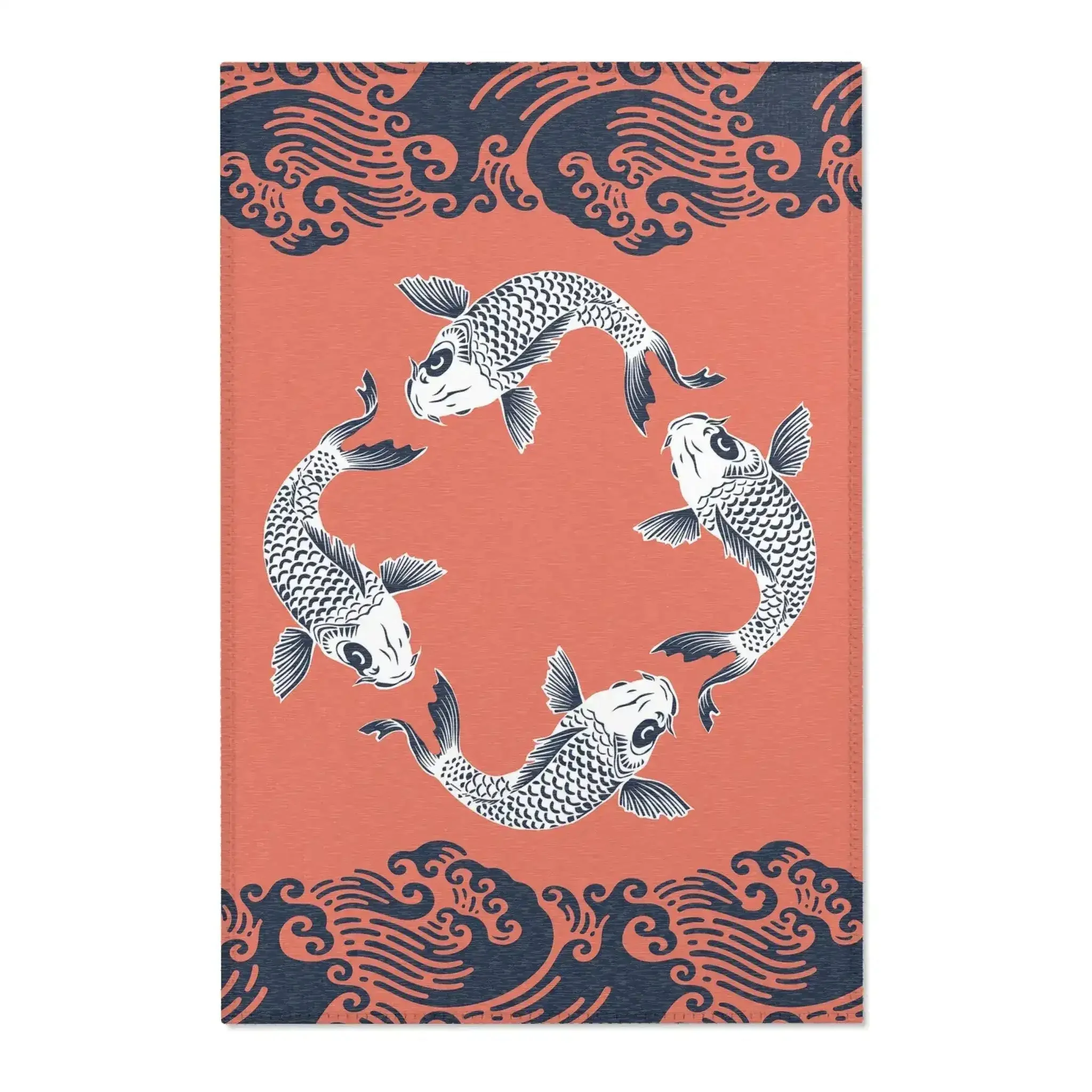 Coral & Navy Koi Wave Accent Rug - Image 2