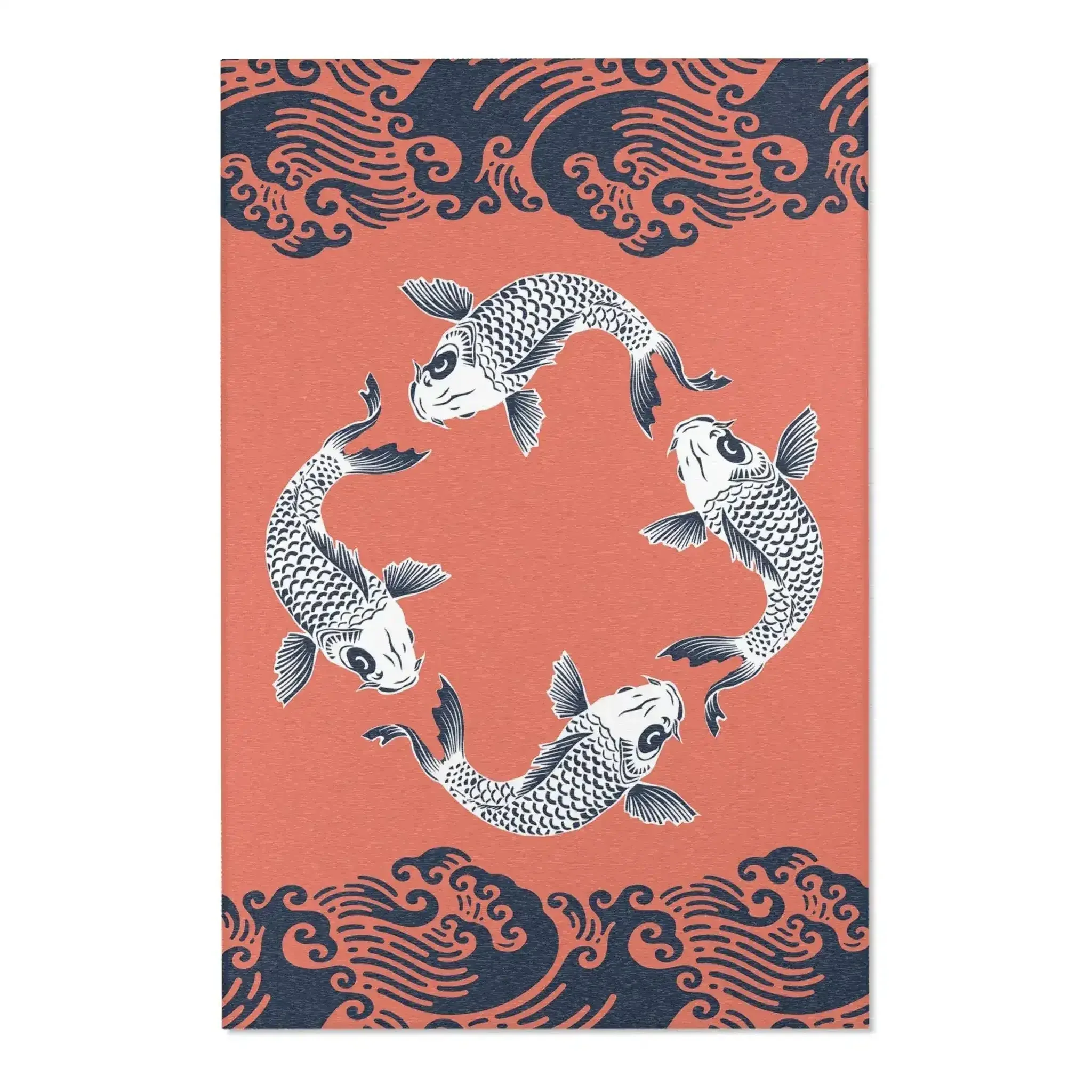 Coral & Navy Koi Wave Accent Rug - Image 3