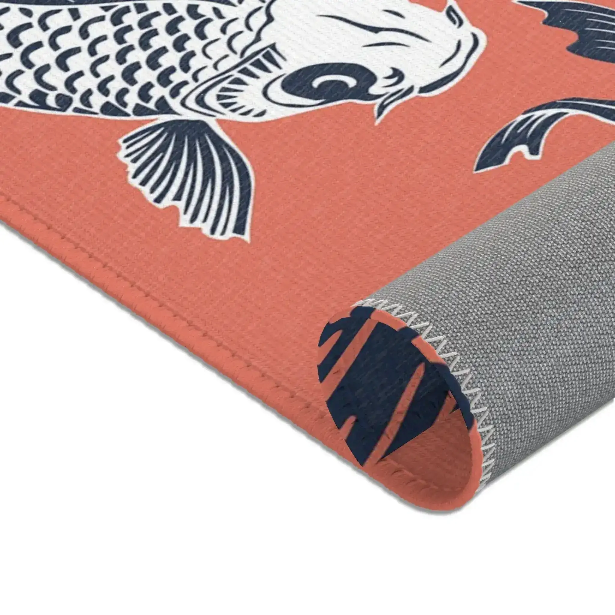 Coral & Navy Koi Wave Accent Rug - Image 4