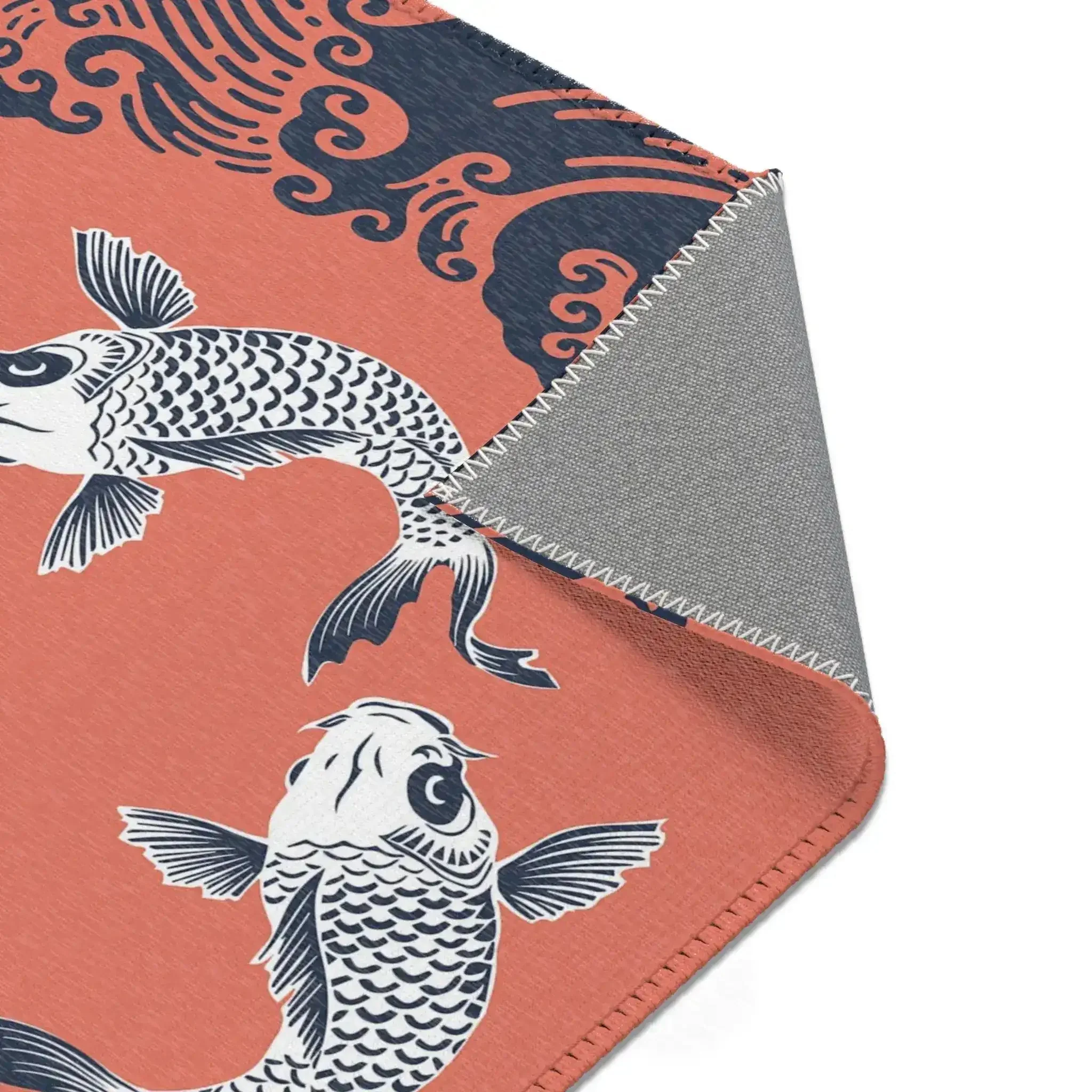 Coral & Navy Koi Wave Accent Rug - Image 6