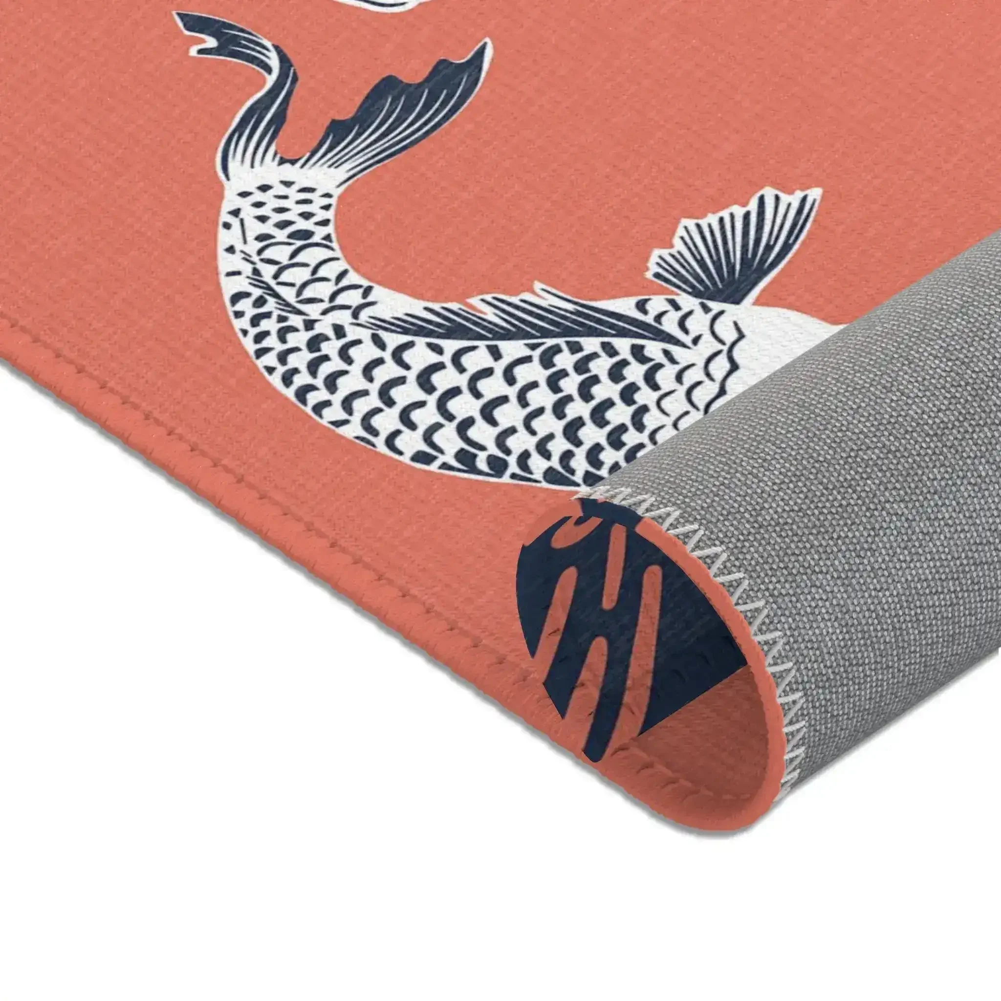Coral & Navy Koi Wave Accent Rug - Image 7
