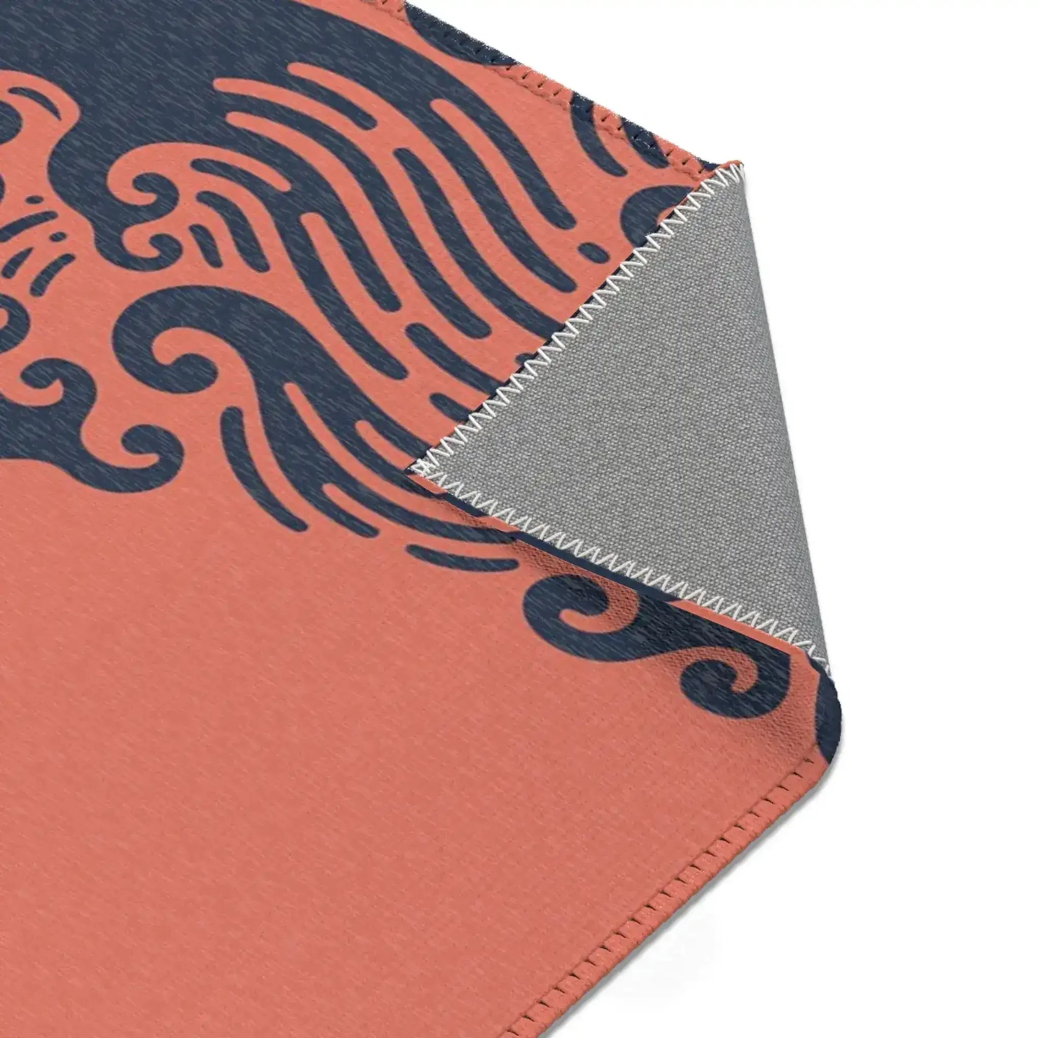 Coral & Navy Koi Wave Accent Rug - Image 8