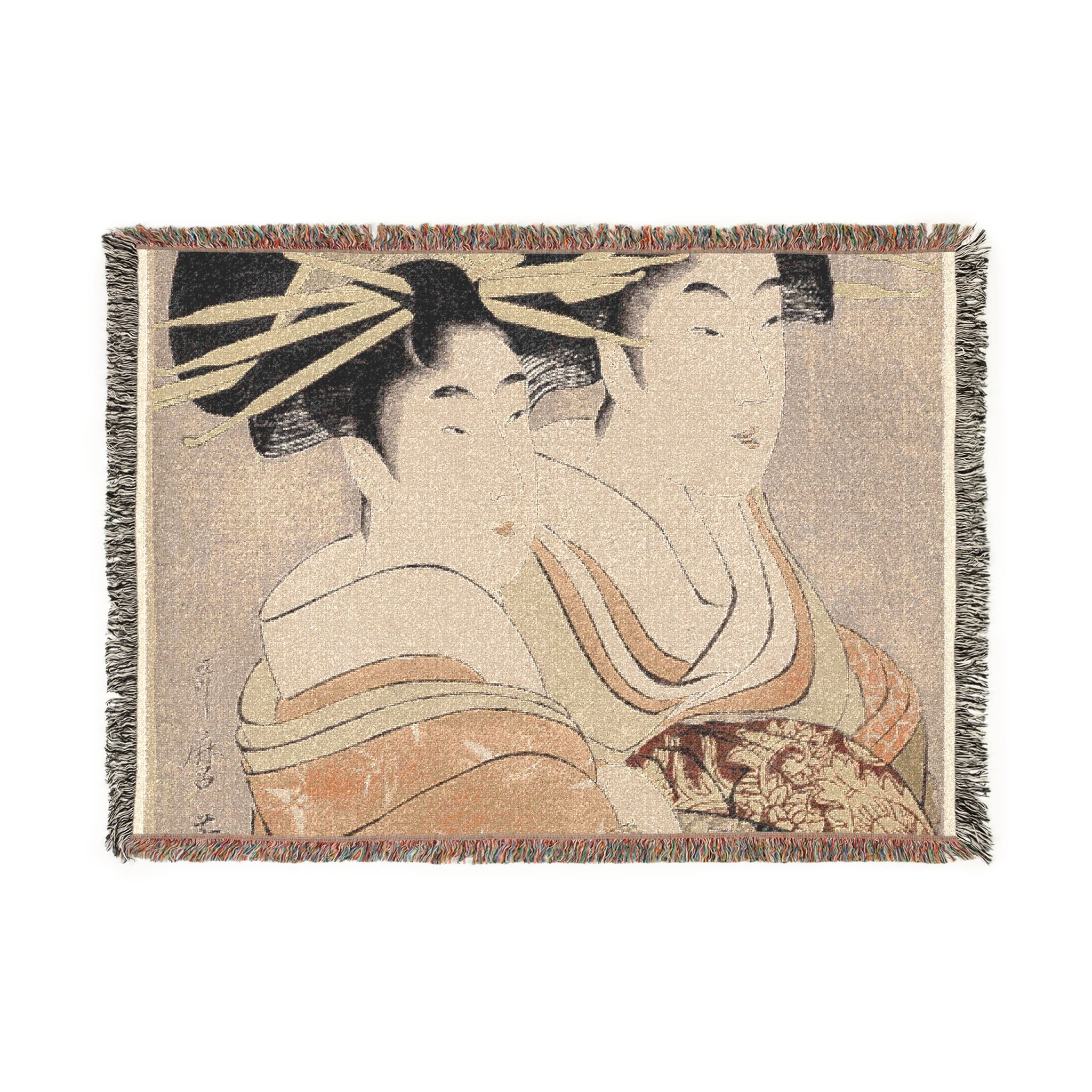 courtesans-kasugano-utahama-kitagawa-utamaro | Woven Tapestry Blanket
