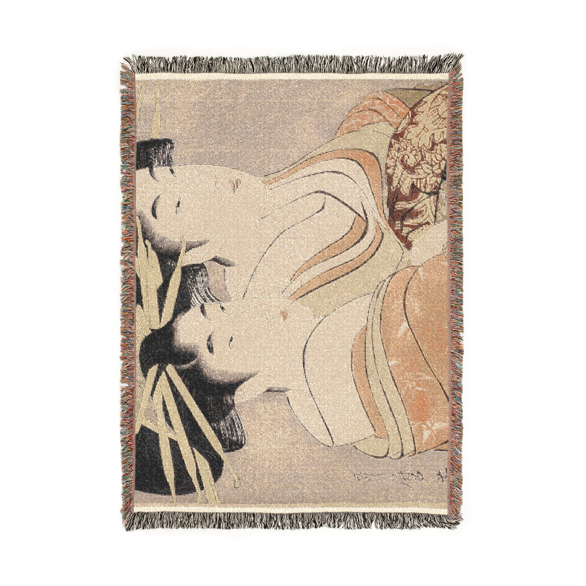 courtesans-kasugano-utahama-kitagawa-utamaro | Woven Tapestry Blanket - Image 6
