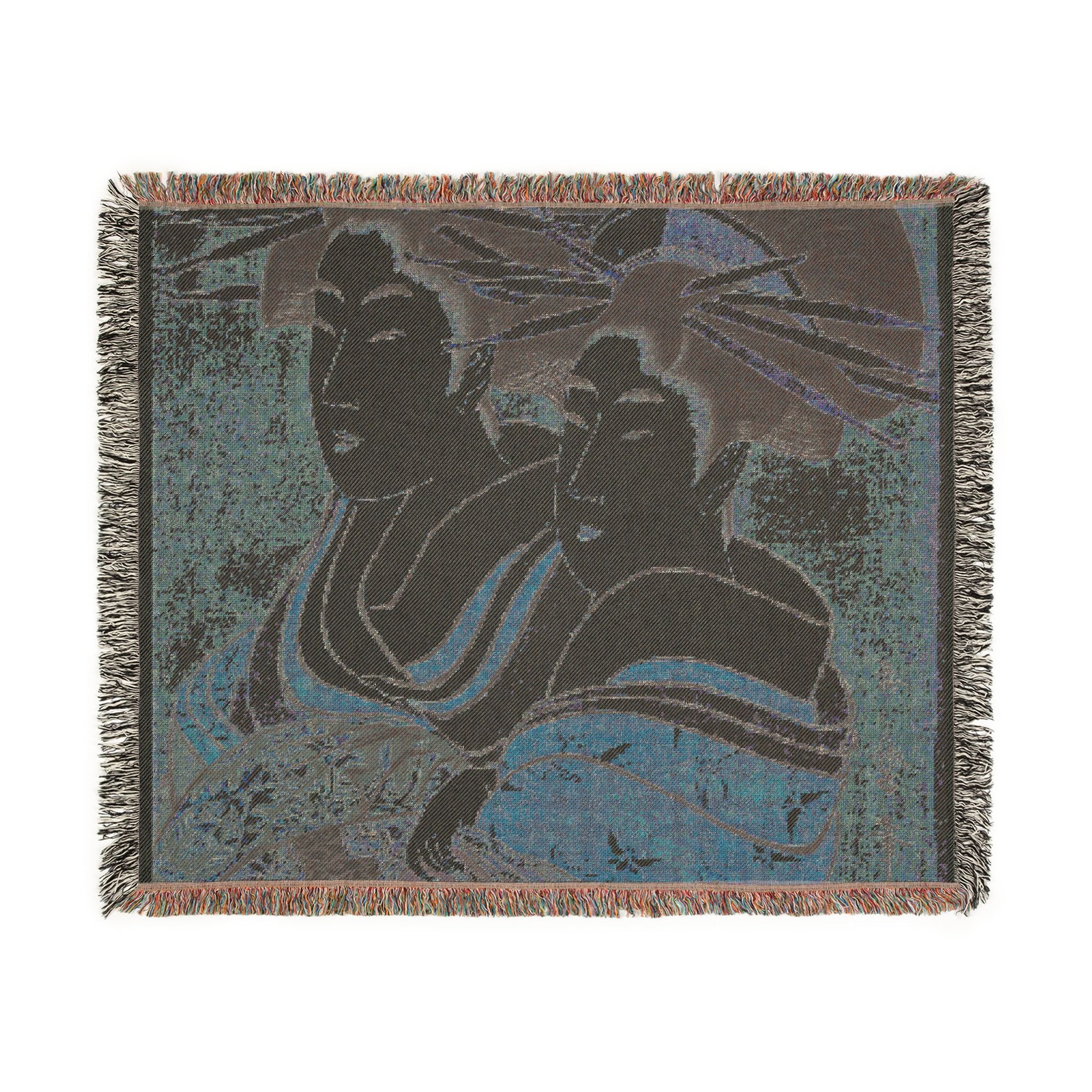 courtesans-kasugano-utahama-kitagawa-utamaro | Woven Tapestry Blanket - Image 8
