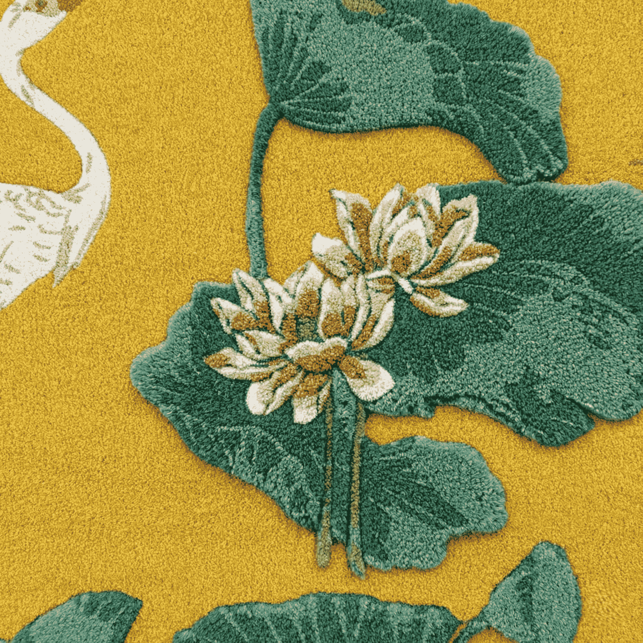 Cranes and Lotus in a Sunny Pond Hand Tufted Rug - Image 4