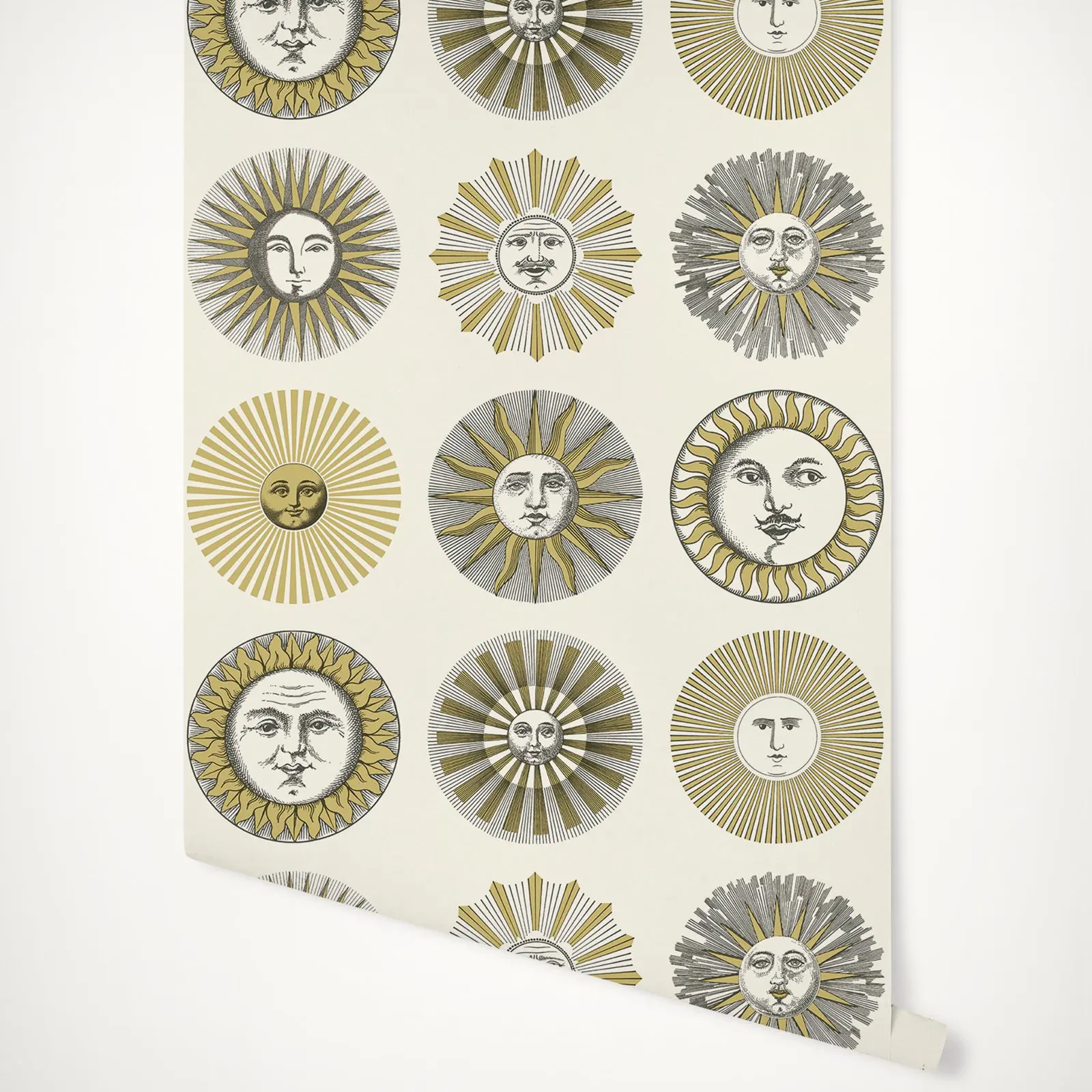 Cream and Gold Sun Faces Wallpaper - Image 3