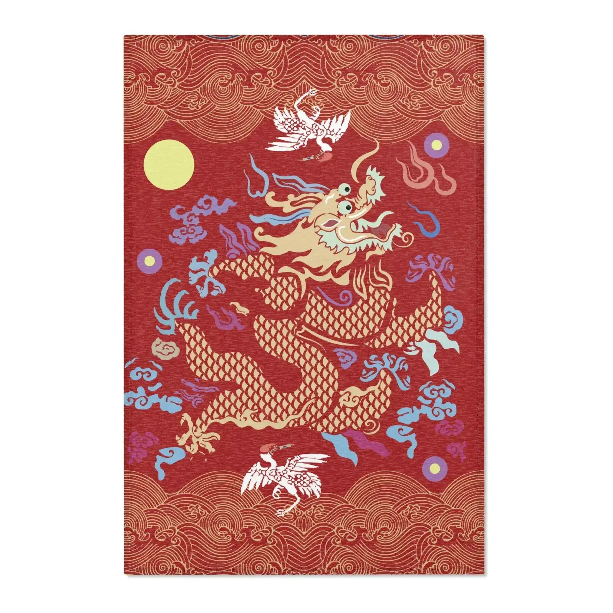 Crimson Celestial Dragon Accent Rug - Image 2