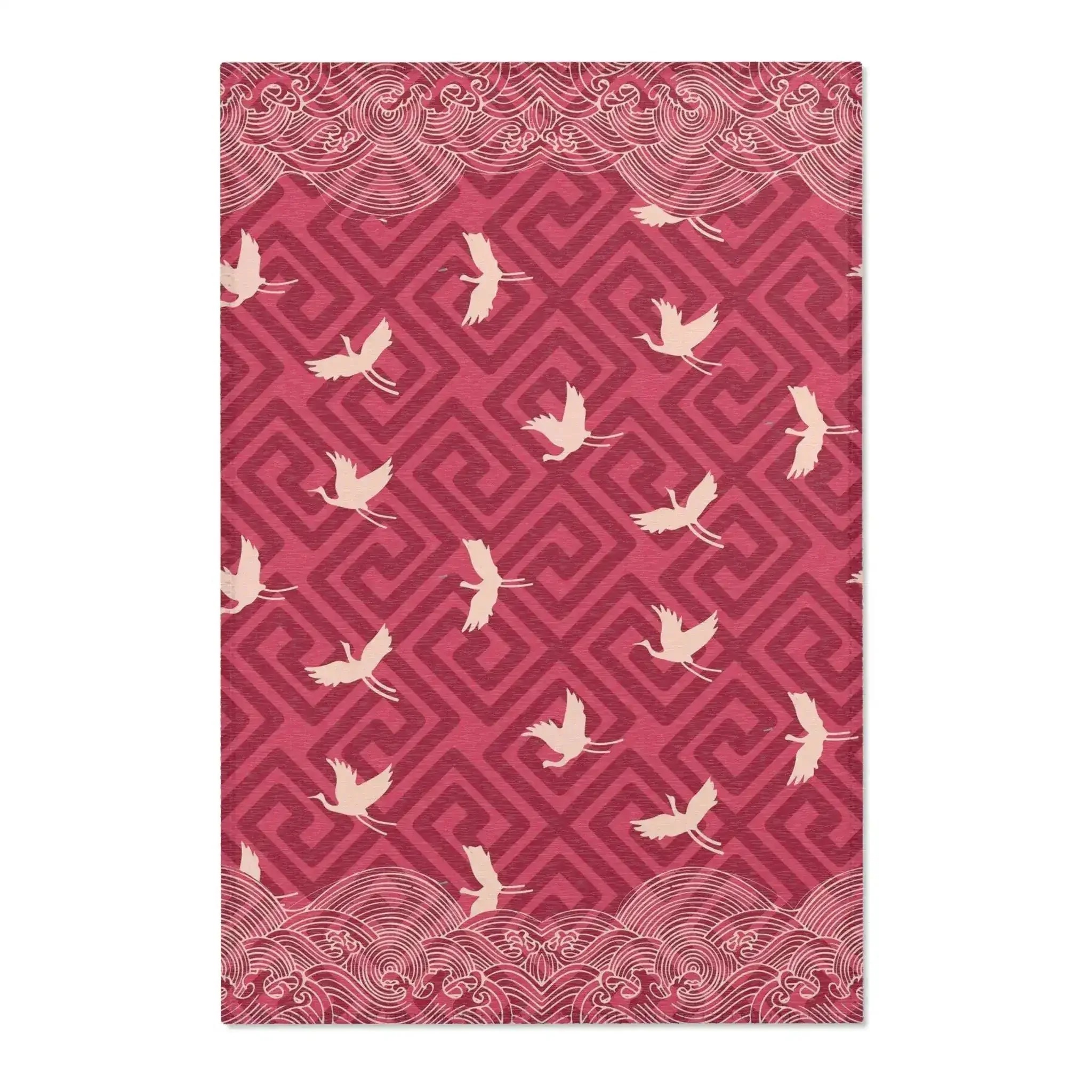 Crimson Crane Waves Accent Rug - Image 2