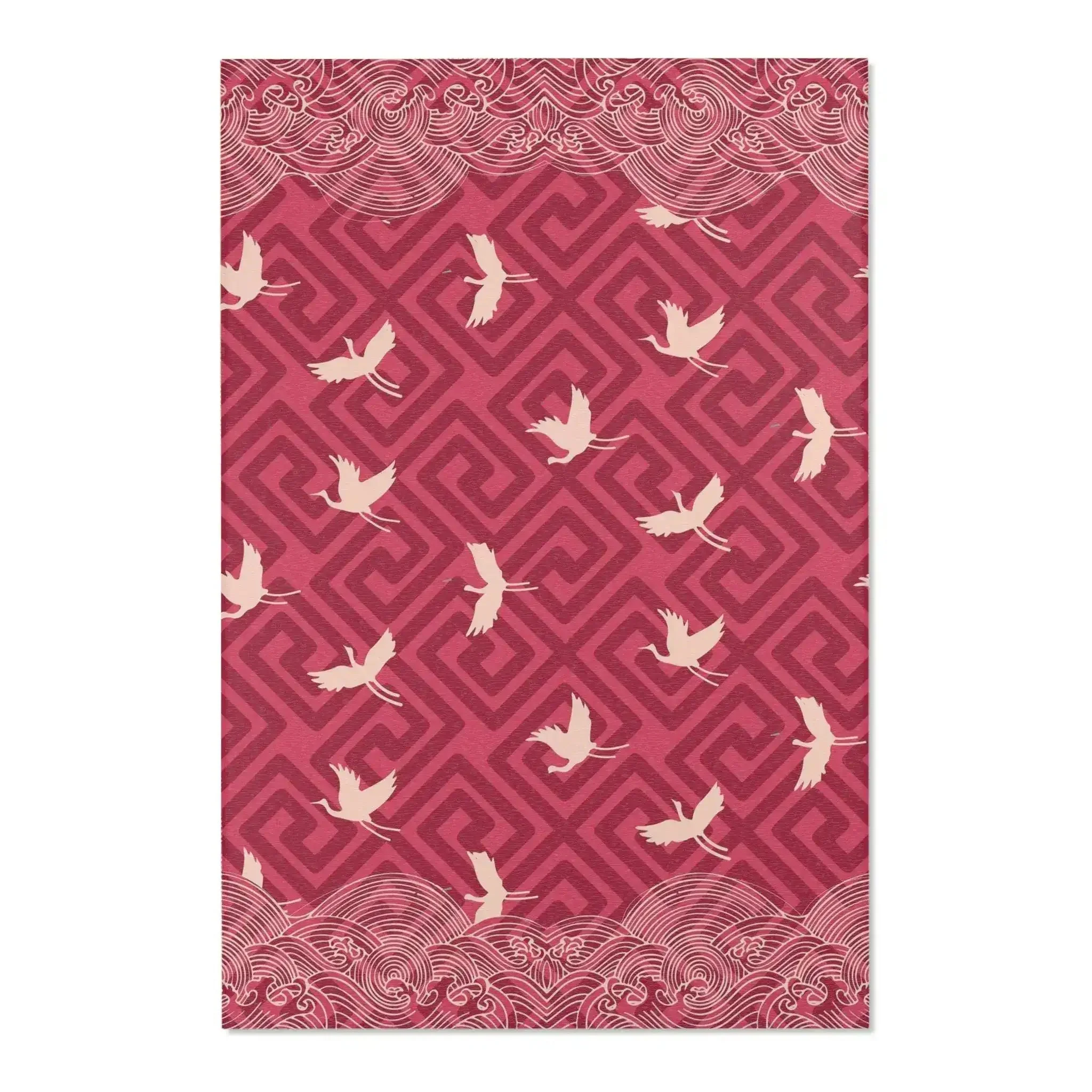 Crimson Crane Waves Accent Rug - Image 3