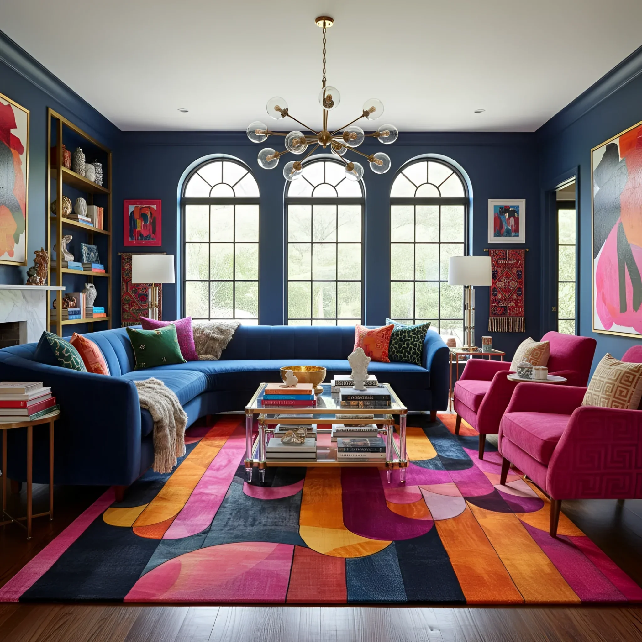 Crimson Curve Hand Tufted Wool Rug - Image 2