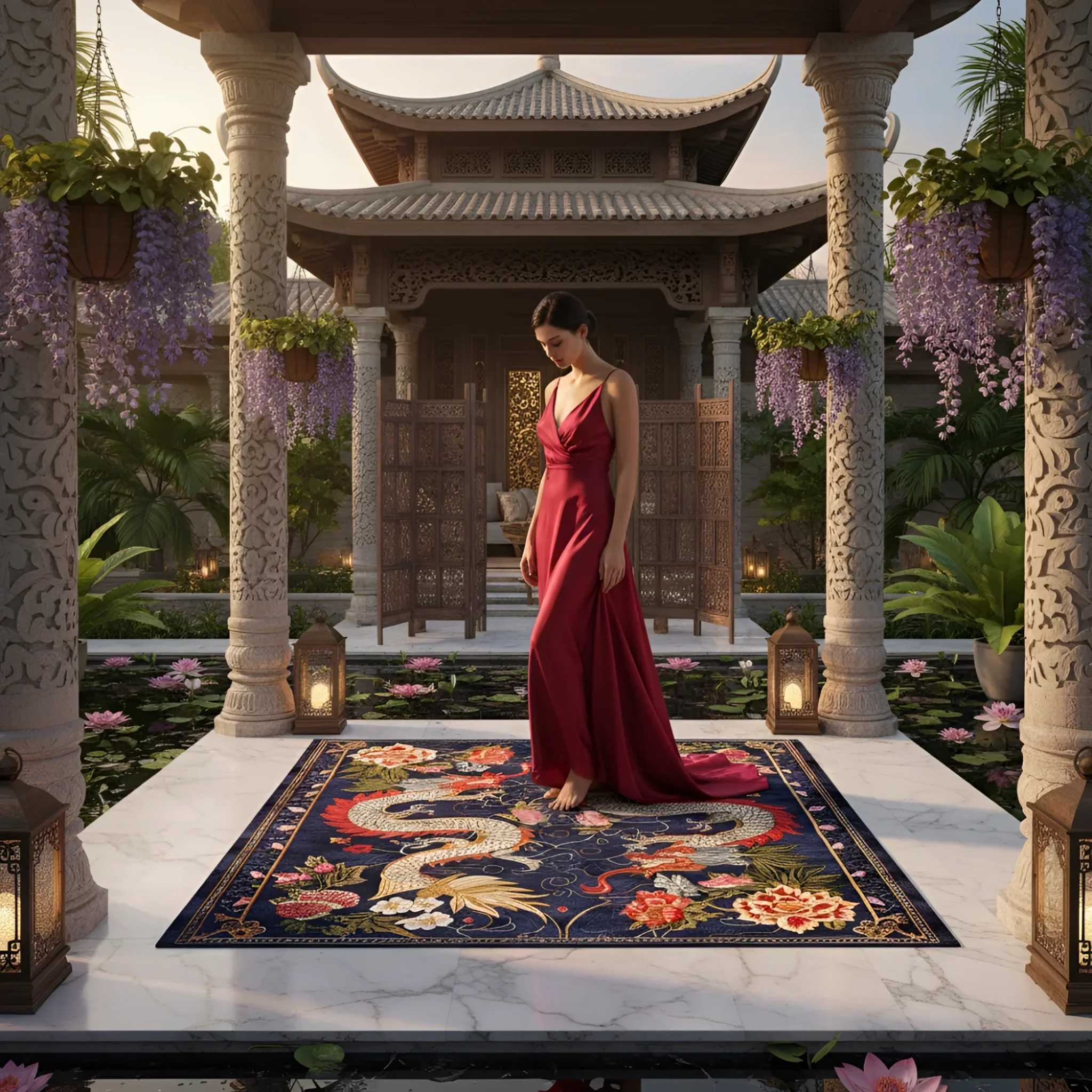 Crimson Dragon Hand Tufted Rug - Image 2
