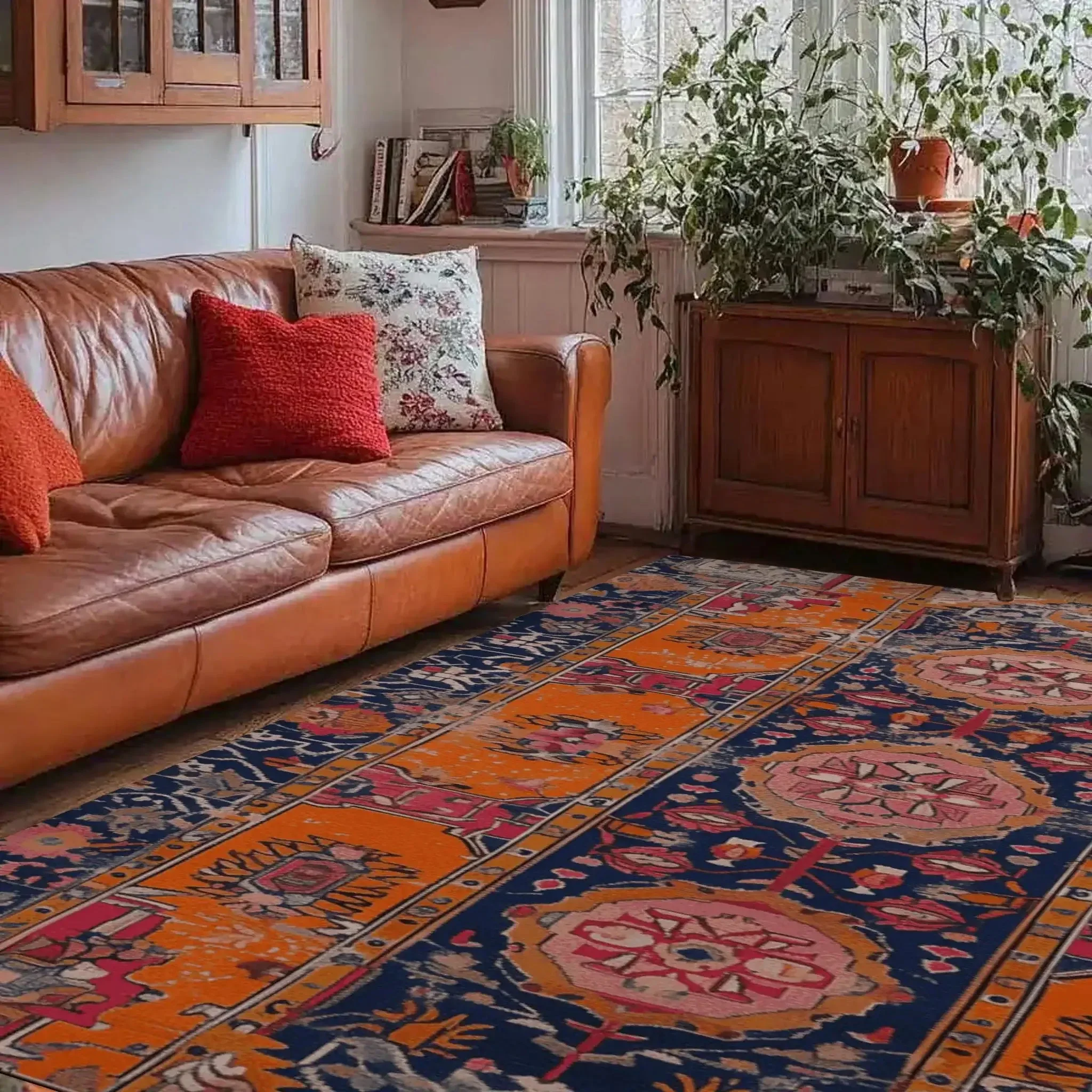 Crimson Flora Hand Knotted Rug - Image 3
