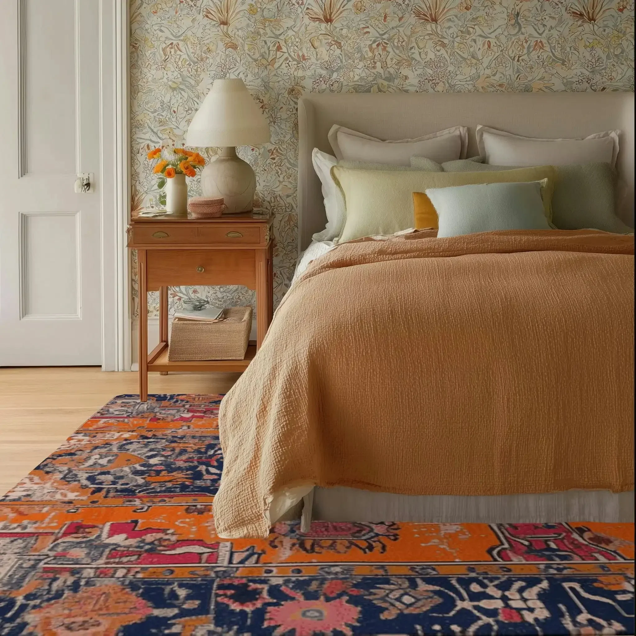 Crimson Flora Hand Knotted Rug - Image 4
