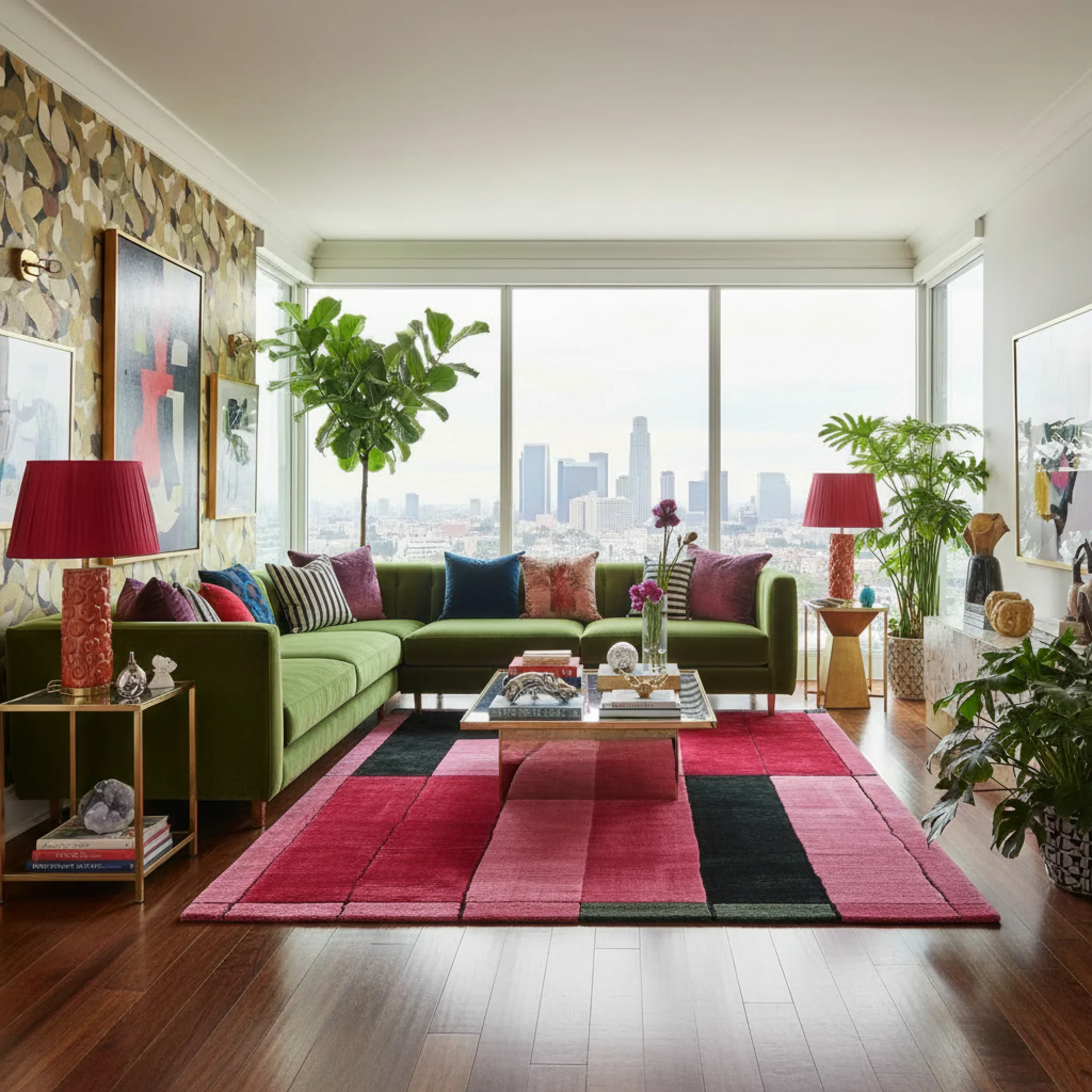 Crimson Grid Fold Hand Tufted Rug - Image 2