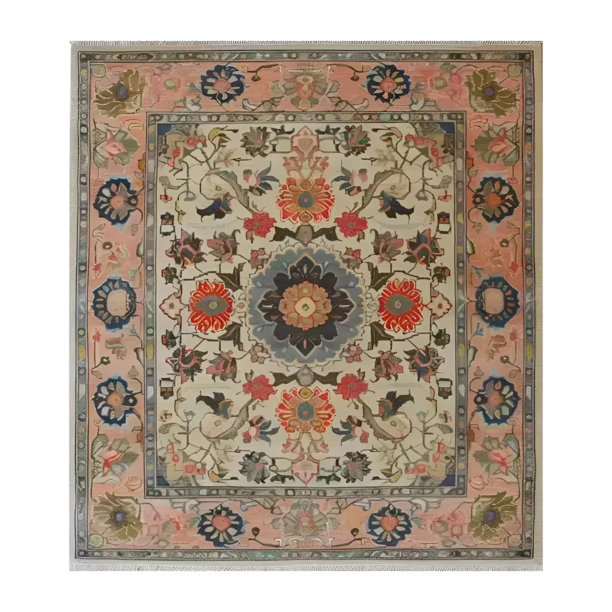 Crimson Medallion Serenity Hand Knotted Area Rug