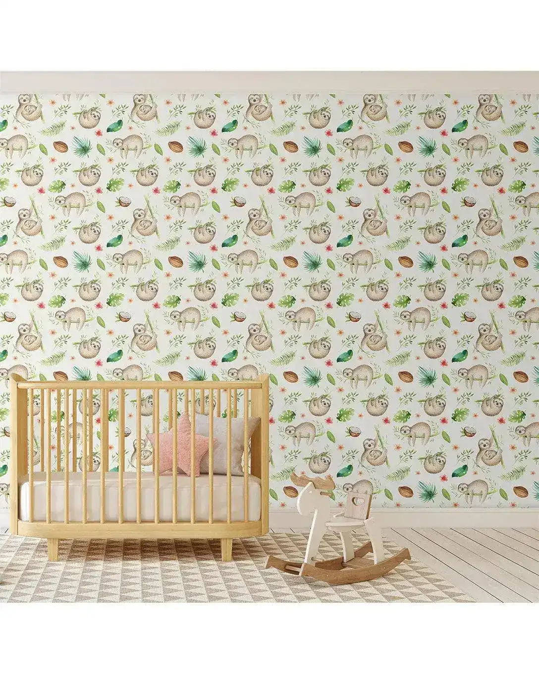 Cute Baby Sloth Kids Room Removable Wallpaper - Image 4