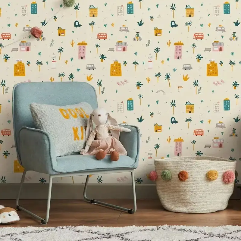 Cute City Map Kids Wallpaper - Image 4