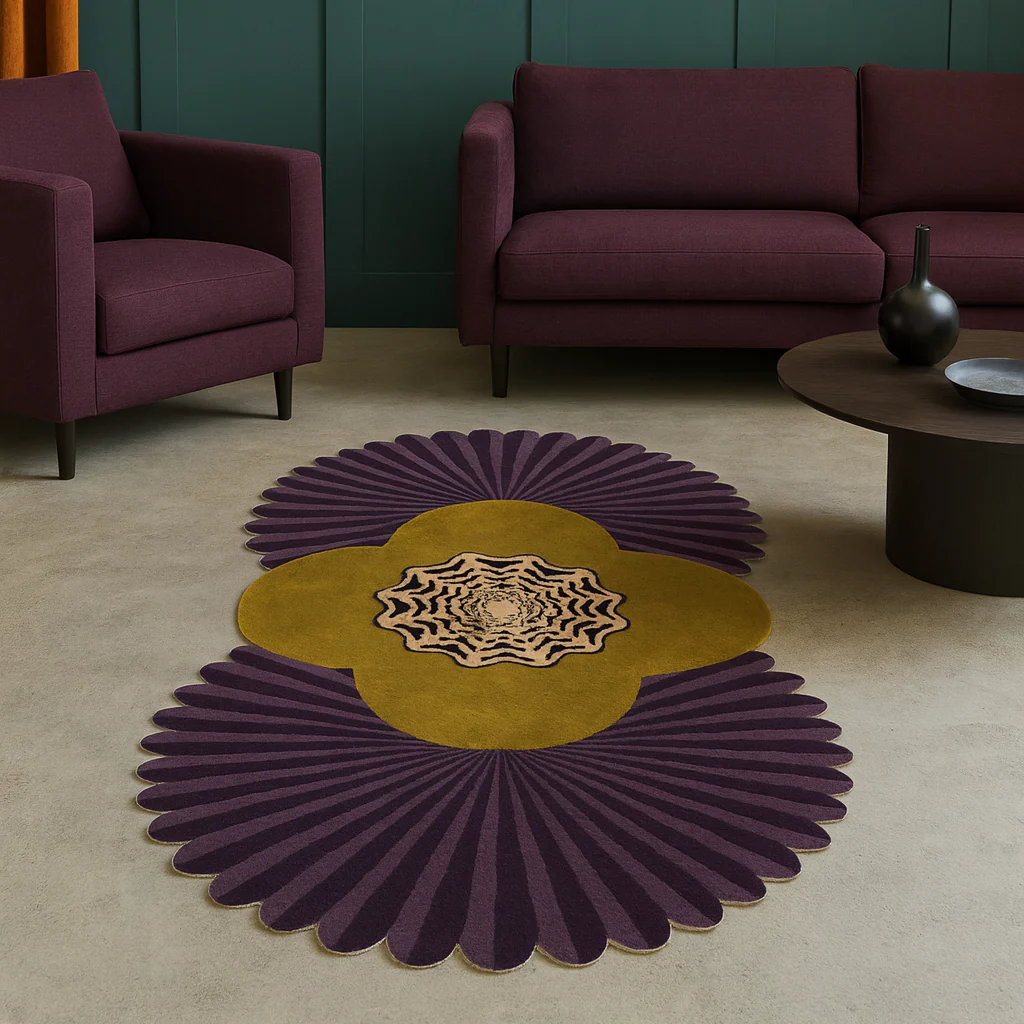Daisy Pleated Hand Tufted Wool Rug Runner - Purple - Image 5