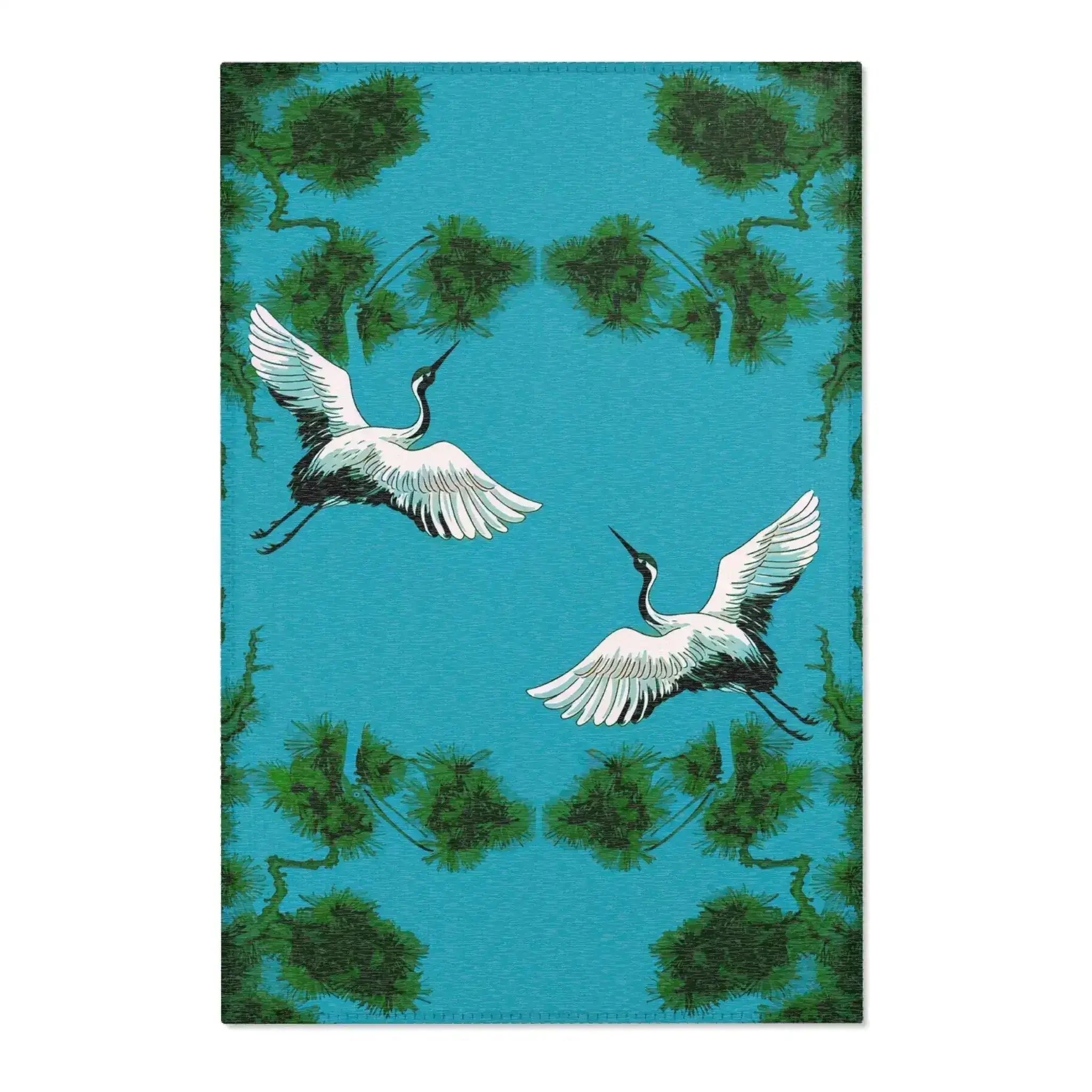 Dancing Cranes in Emerald Pines Accent Rug - Image 2